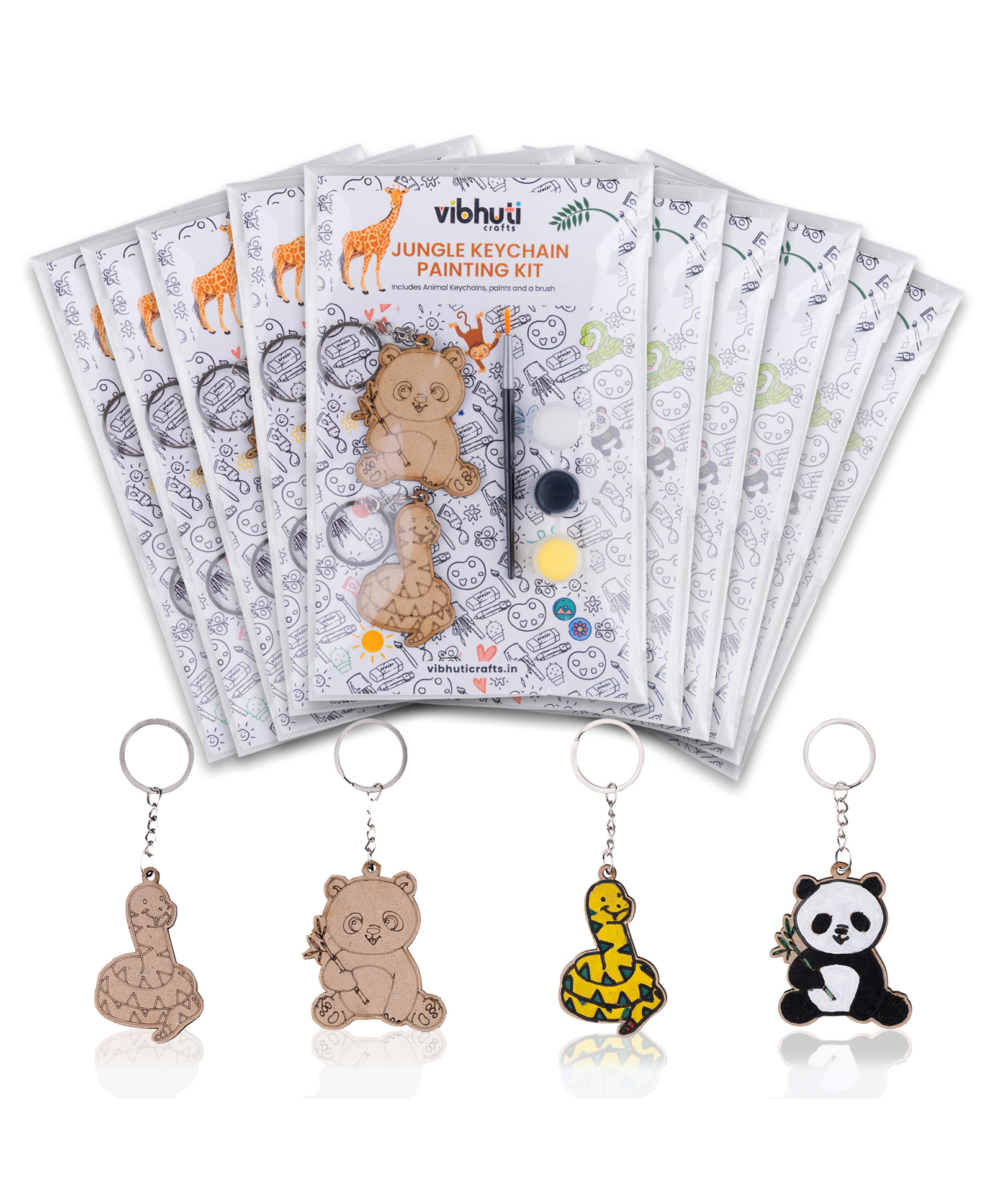 Vibhuti Crafts Jungle Party Favors Bundle (Pack of 10)DIY Keychain Paint Kit-image-44