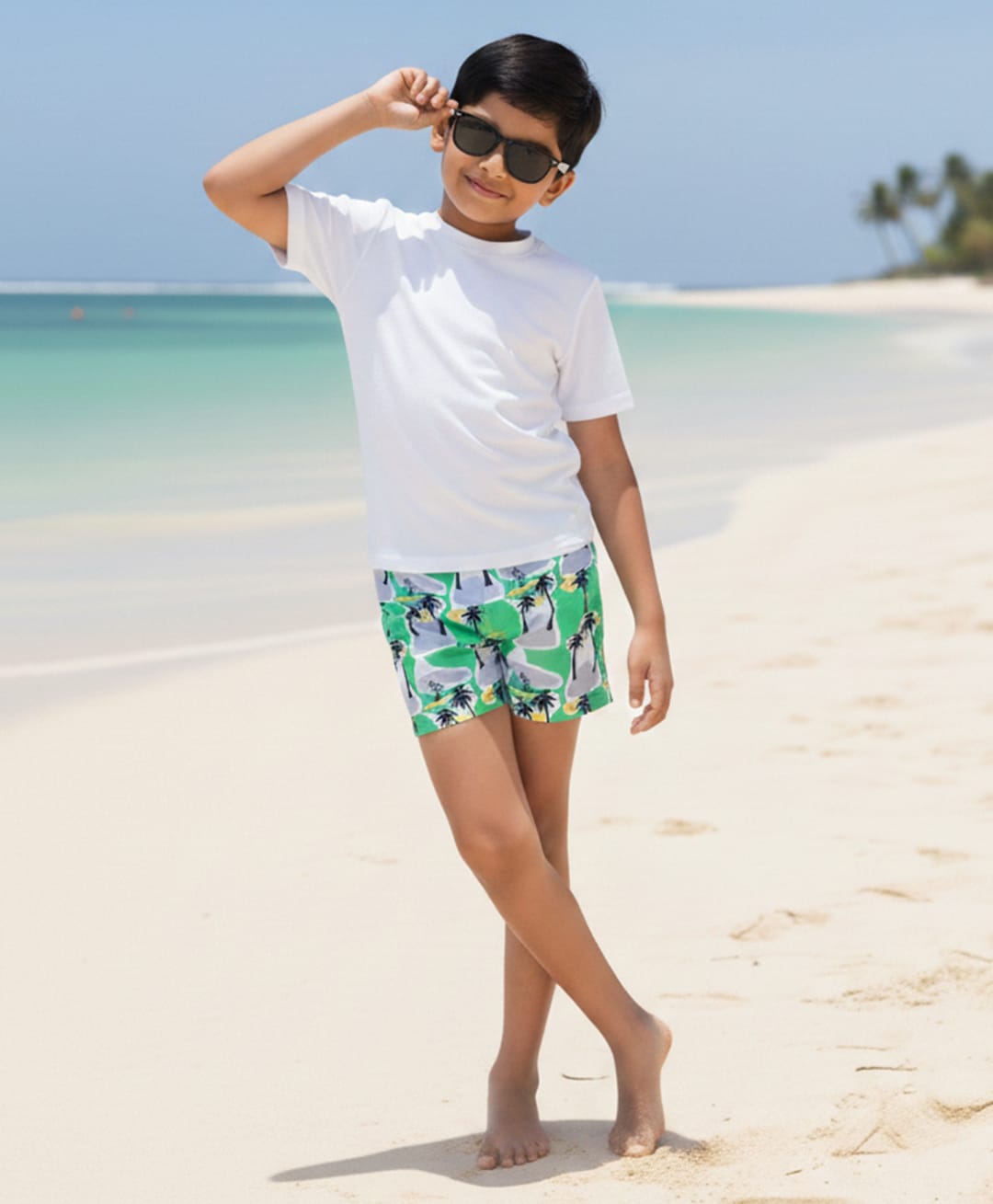 The Mom Store Beach Theme Printed Swim Shorts - Multi Colour-image-46