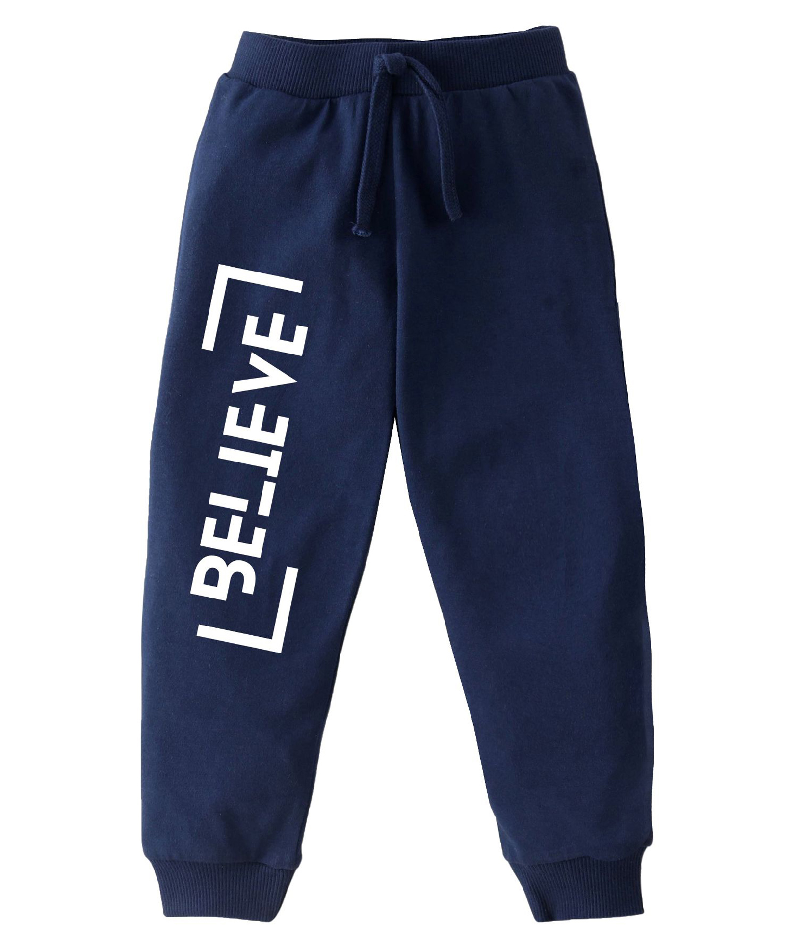 KAVEE Pure Cotton Terry Biowashed Believe Text Printed Joggers- Navy Blue-picture-21