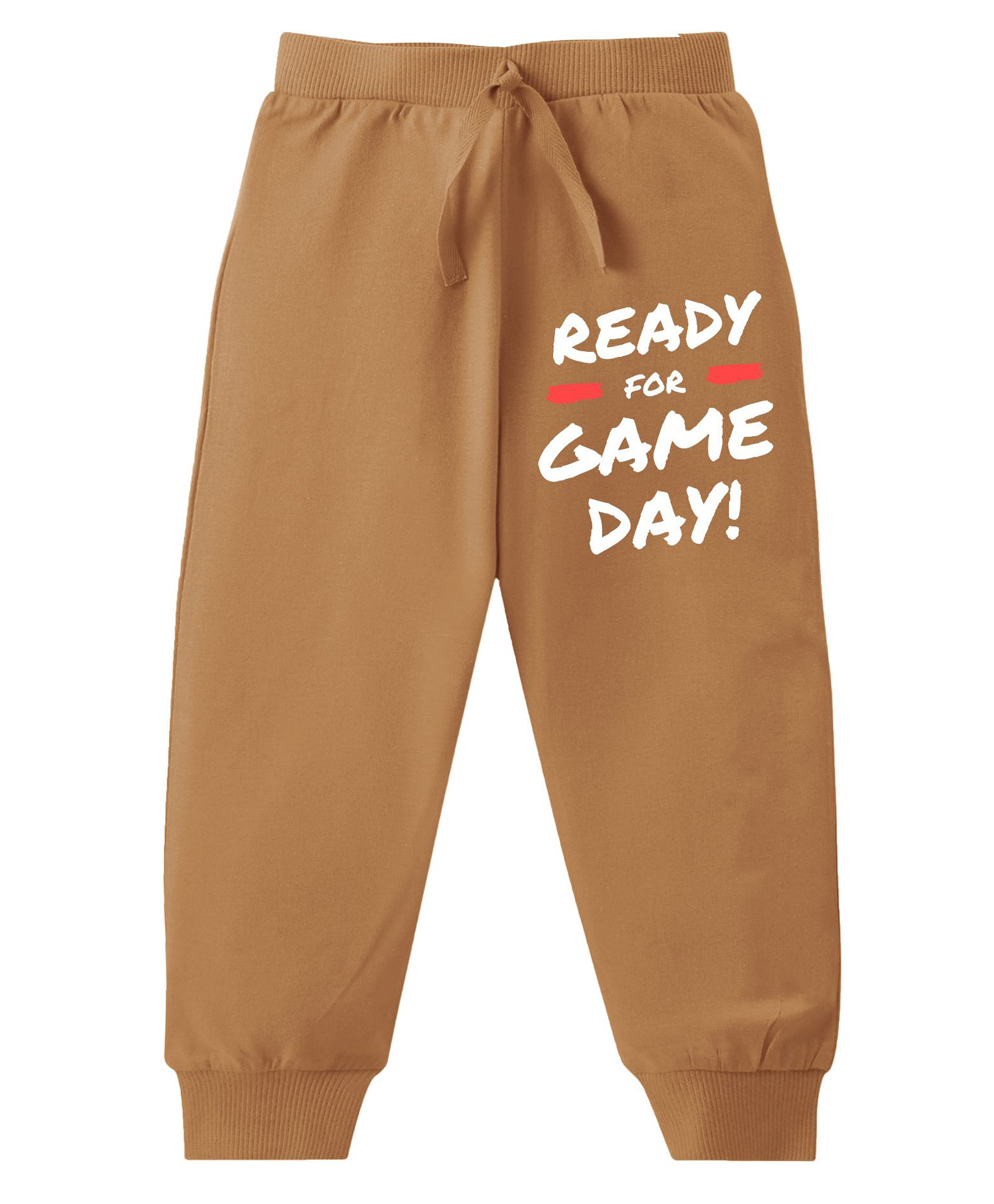 KAVEE Pure Cotton Terry Biowashed Ready For Game Day Text Printed Joggers- Brown-picture-34