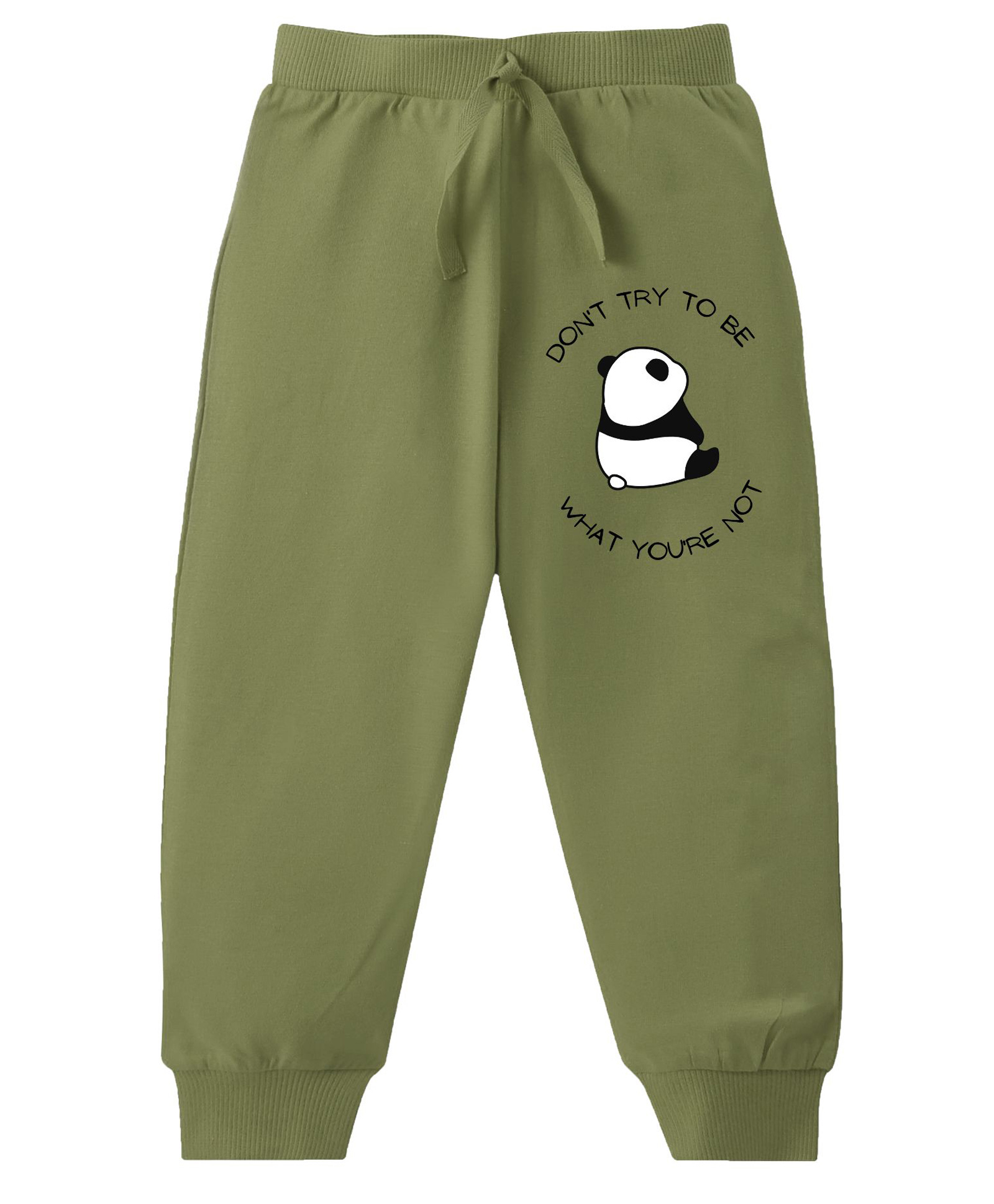 KAVEE Pure Cotton Terry Biowashed Panda Printed Joggers- Olive Green-picture-15