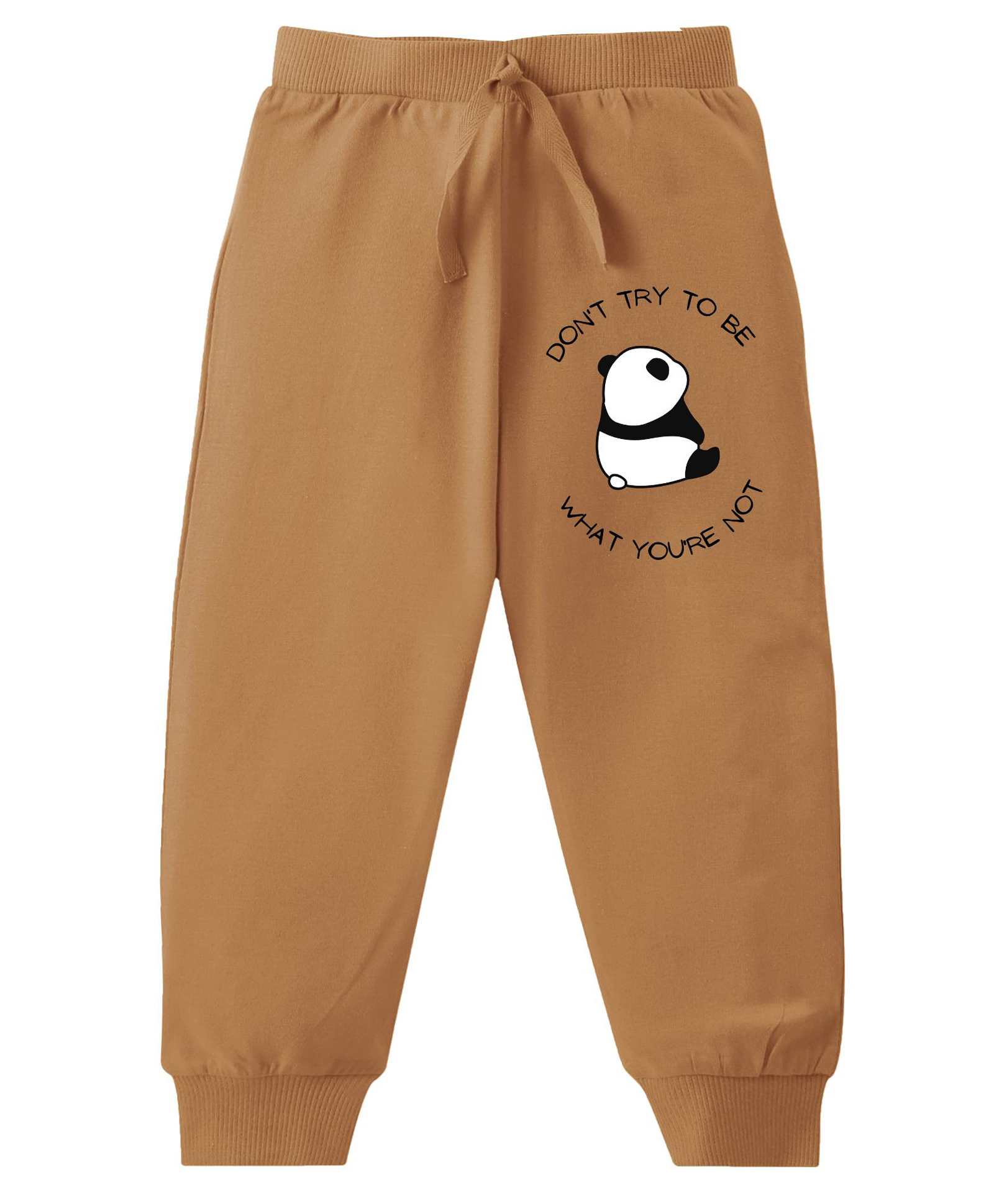 KAVEE Pure Cotton Terry Biowashed Panda Printed Joggers- Brown-picture-28
