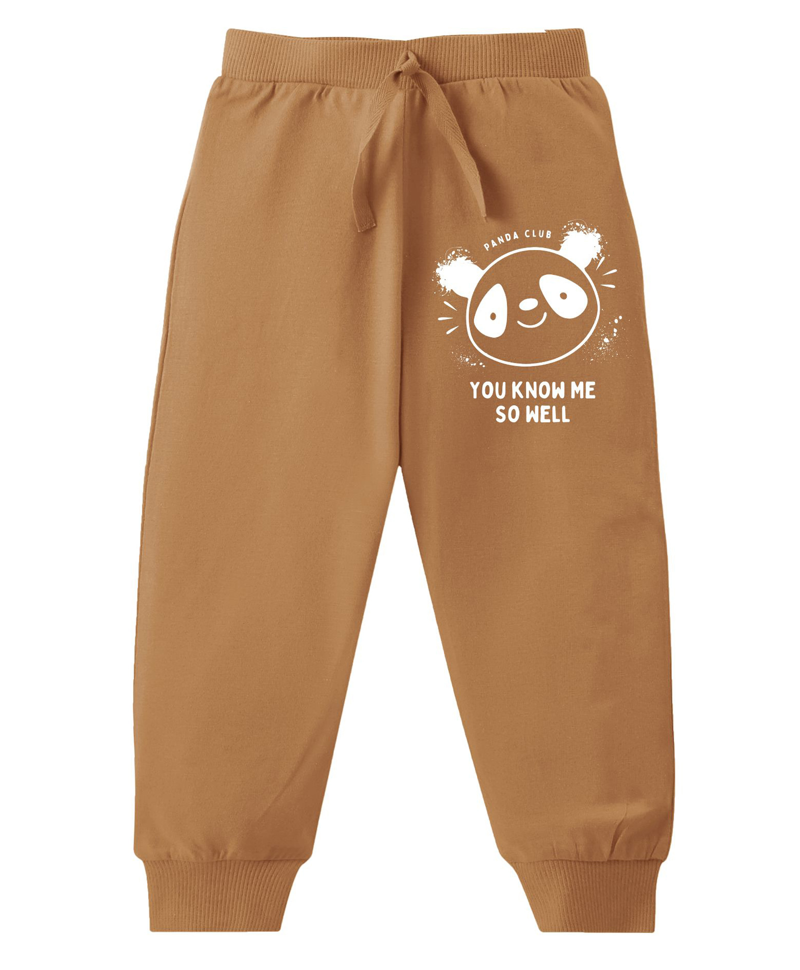 KAVEE Pure Cotton Terry Biowashed You Know Me So Well Text Printed Joggers - Brown-picture-27