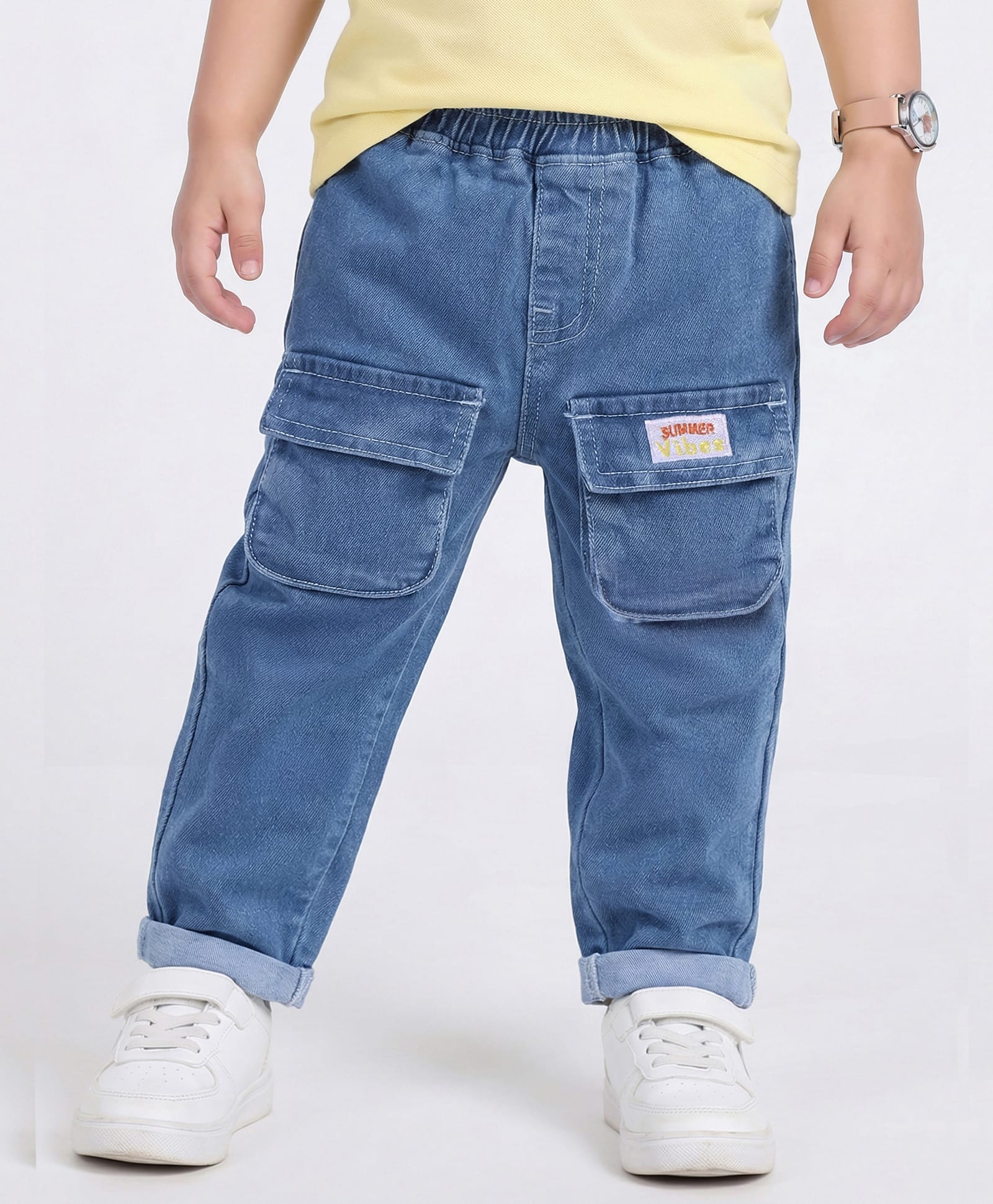 Mark & Mia Cotton Lycra Full Length Denim Jeans With Pocket Applique Detailing - Blue-image-12