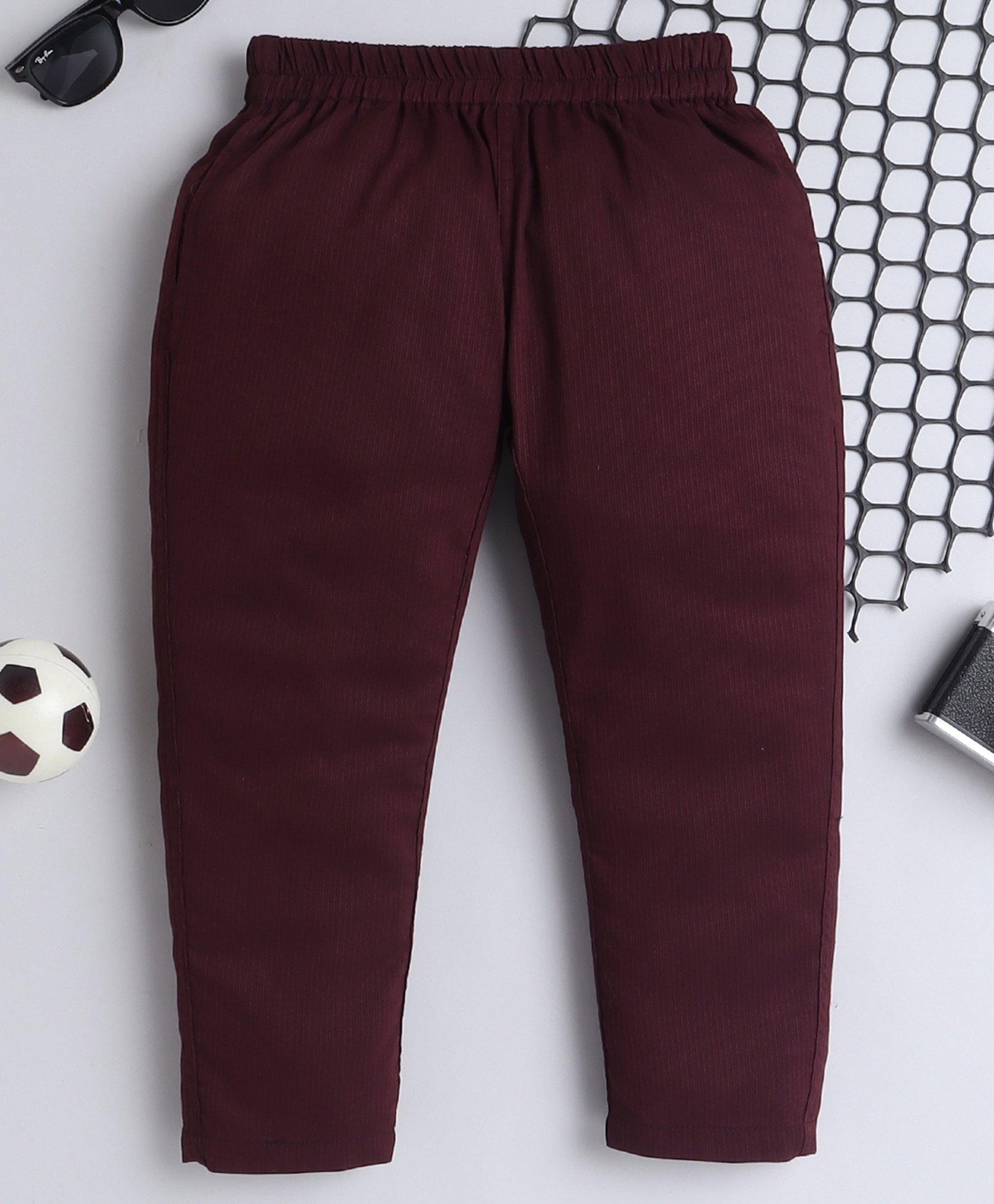 BAATCHEET Cotton Blend Solid Pant - Maroon-picture-10