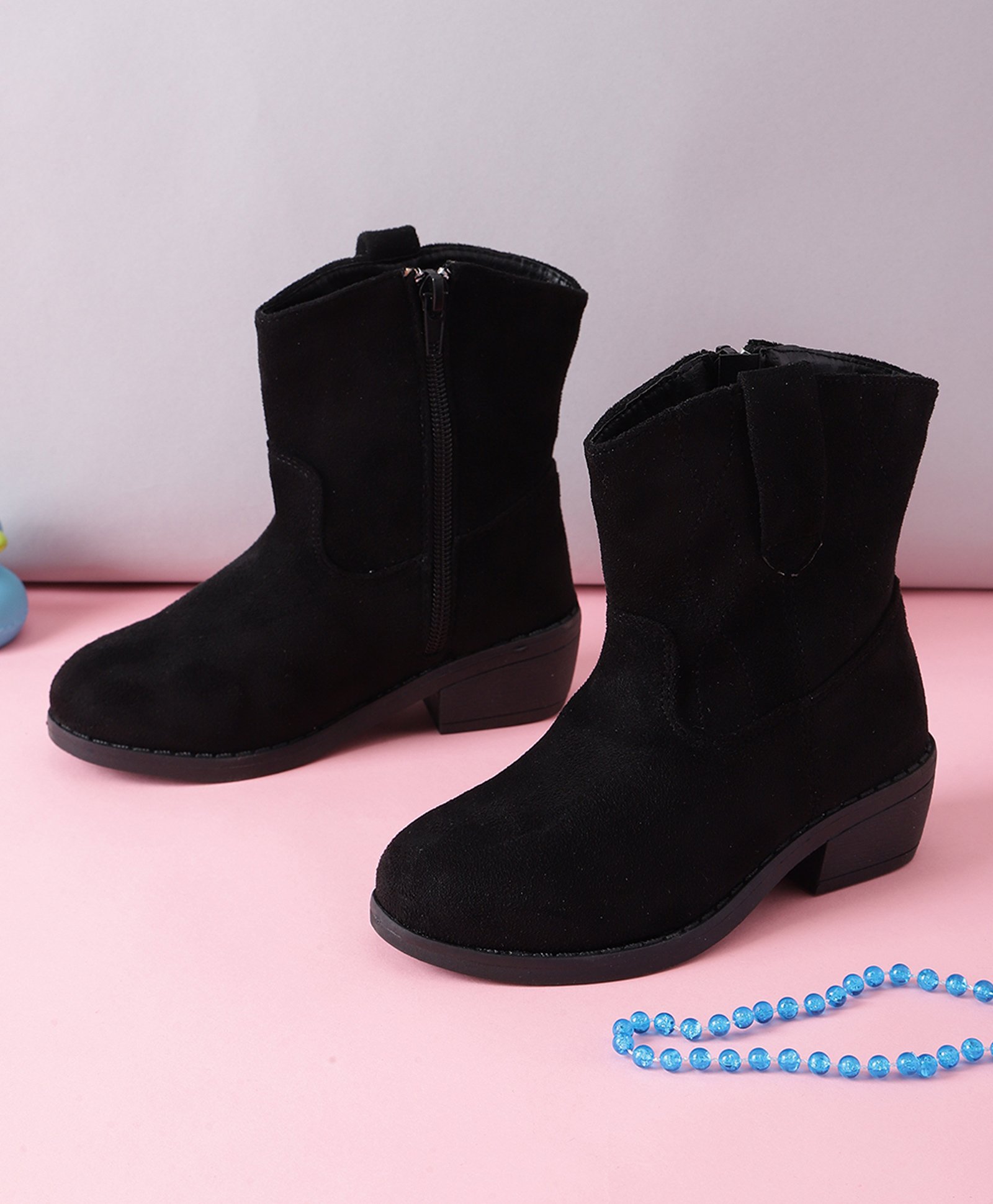 TRUFFLE COLLECTION Abstract Designed Zipper Boots - Black