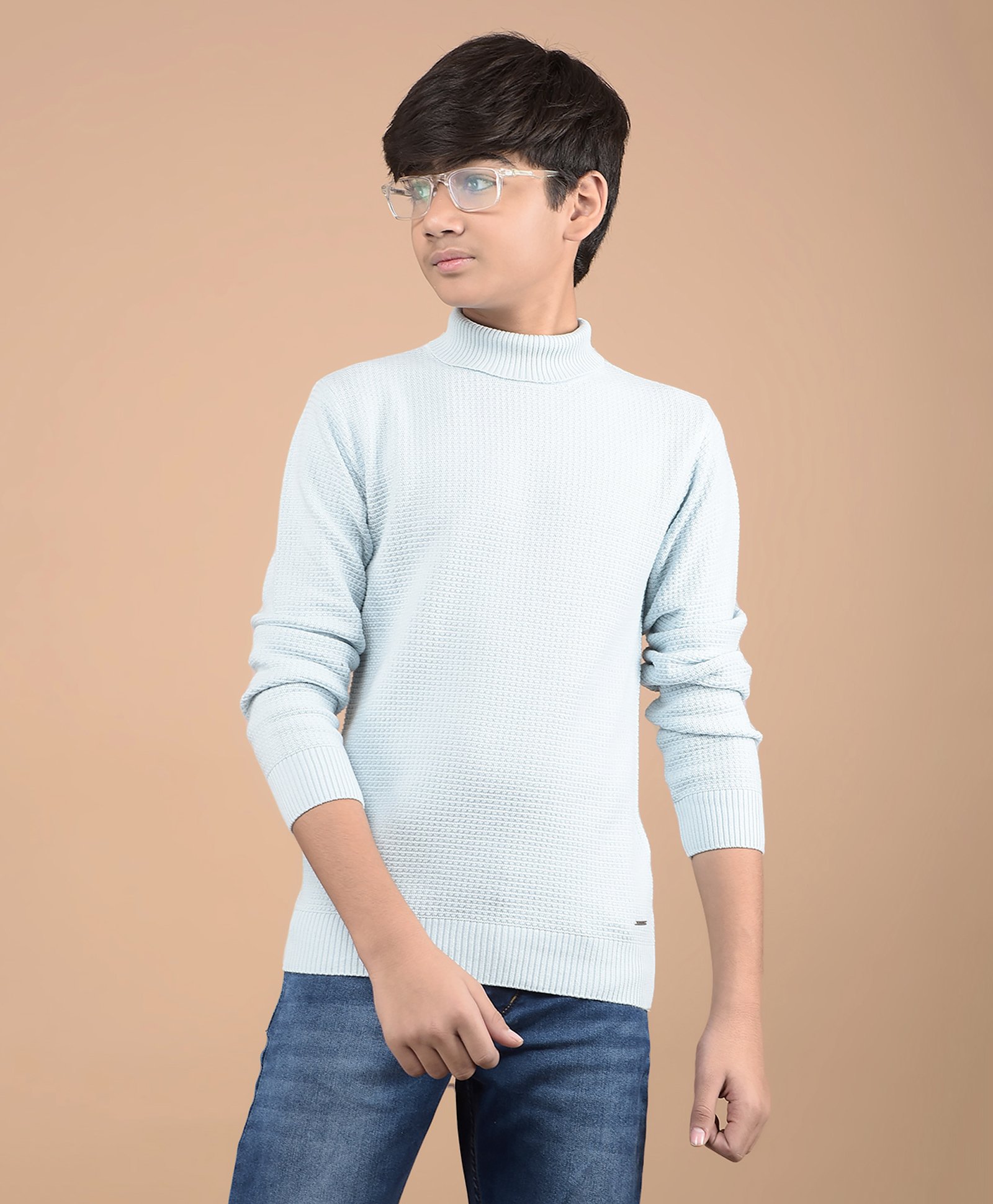 CRIMSOUNE CLUB 100% Cotton Full Sleeves Solid Sweater - Blue-image-36