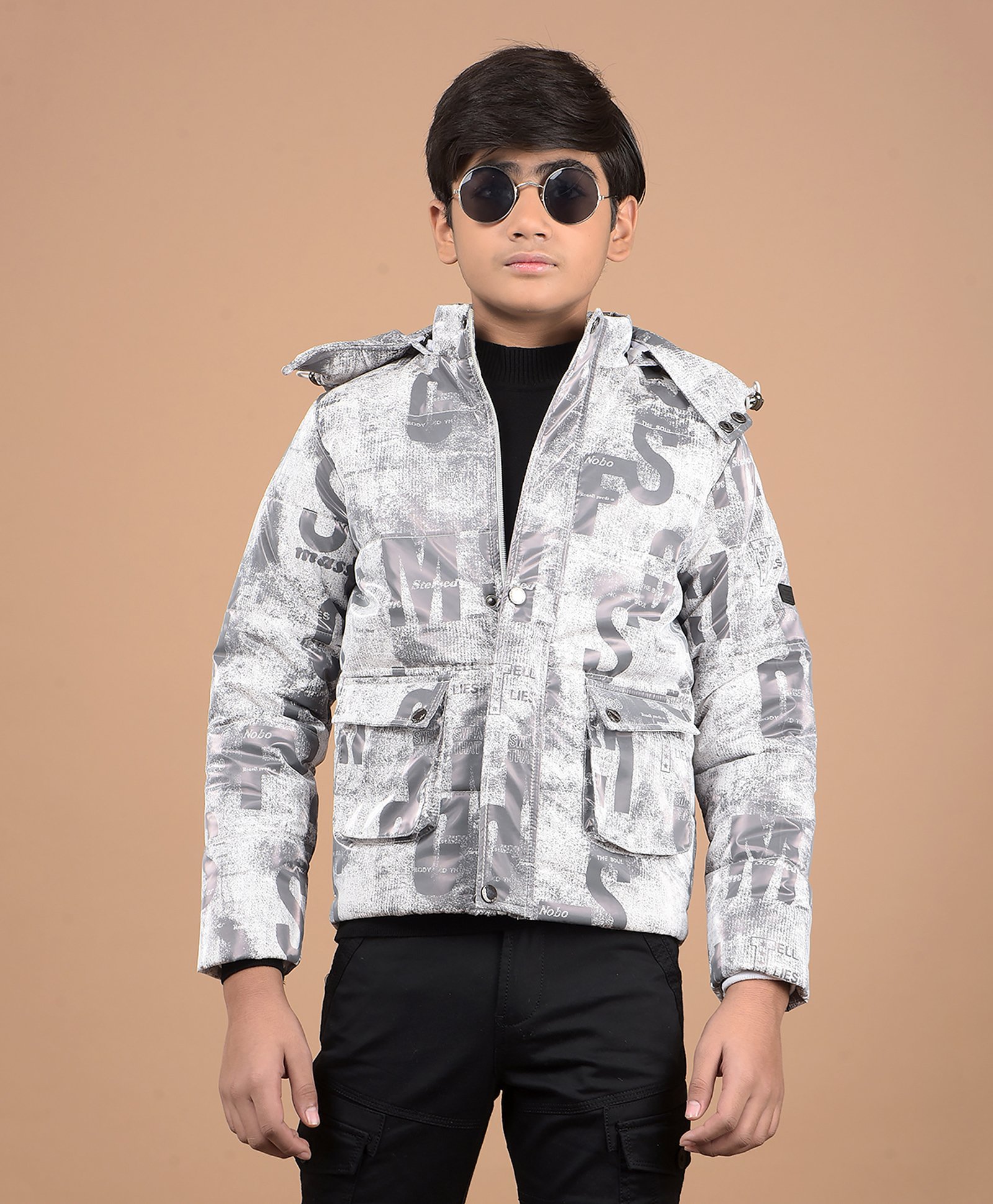 CRIMSOUNE CLUB Full Sleeves Alphabets Printed Hooded Jacket - White-picture-18