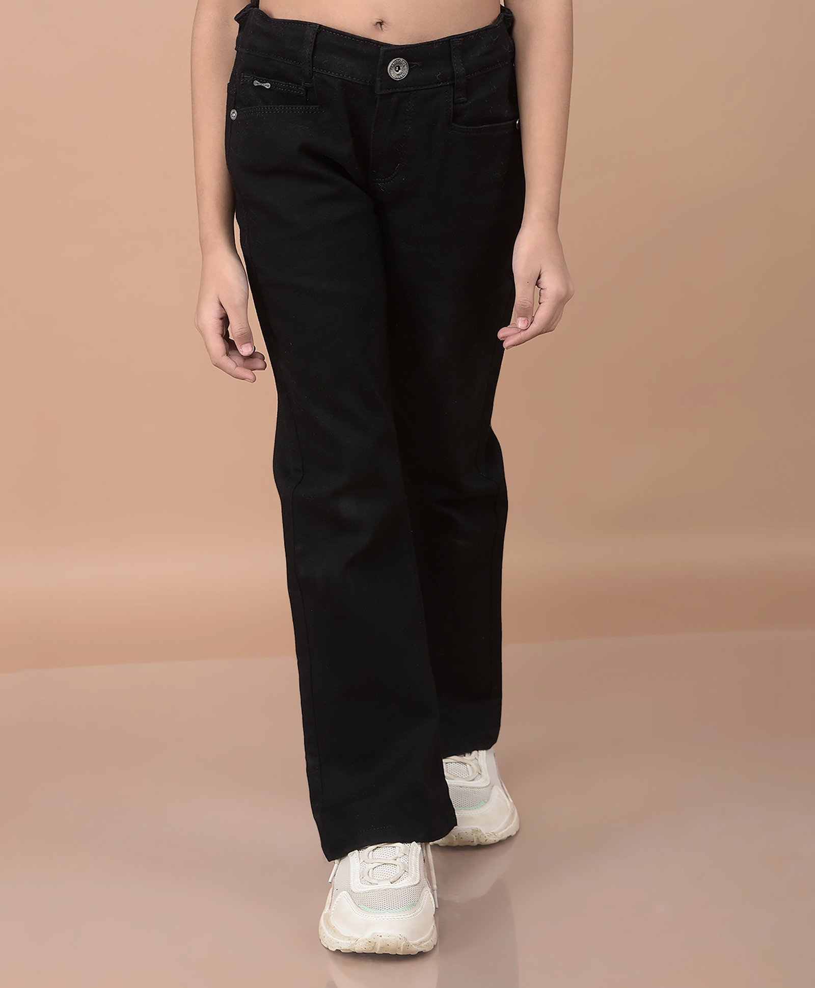 CRIMSOUNE CLUB Cotton Solid Bootcut Jeans - Black-picture-16
