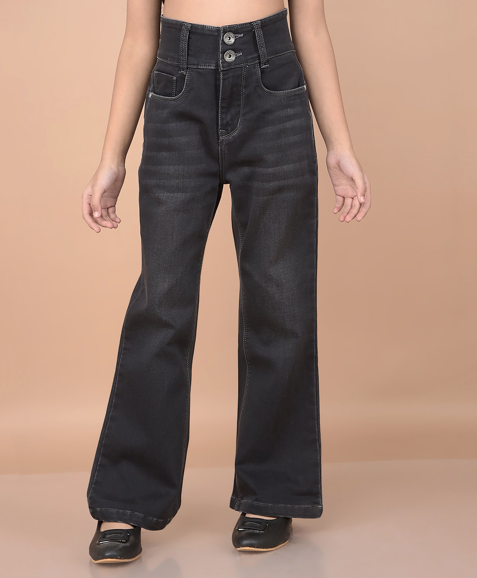 CRIMSOUNE CLUB Cotton Mild Washed Bootcut Jeans - Black-picture-15