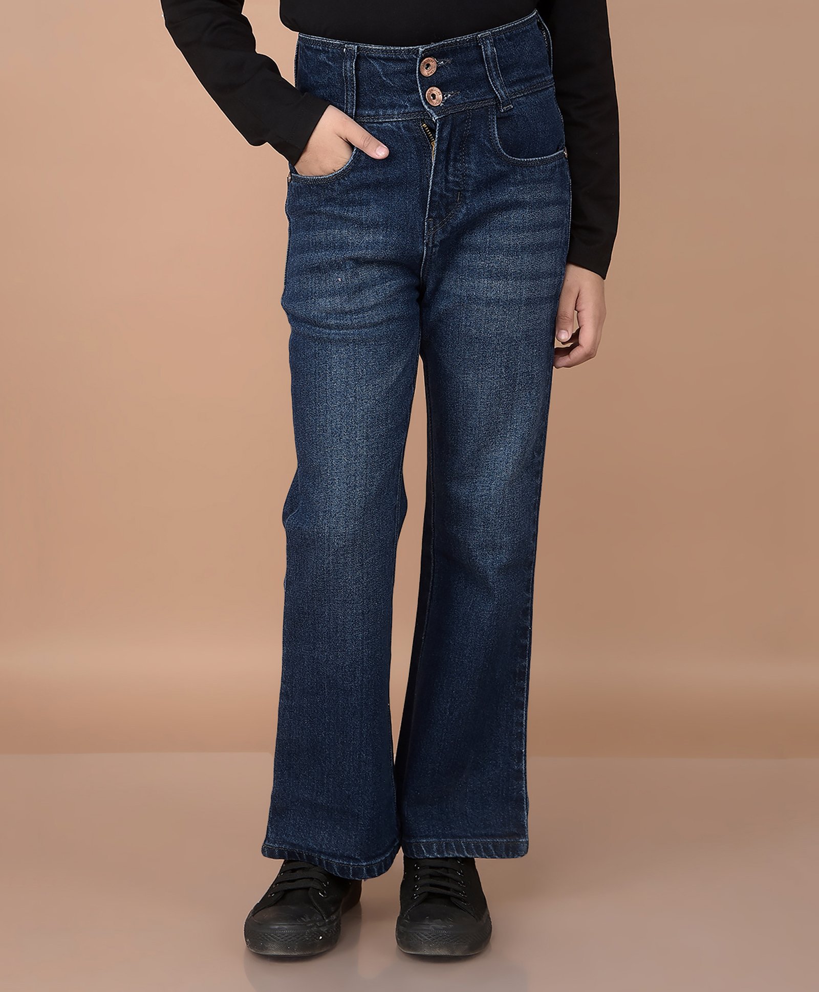 CRIMSOUNE CLUB Cotton Mild Washed Bootcut Jeans - Blue-picture-18