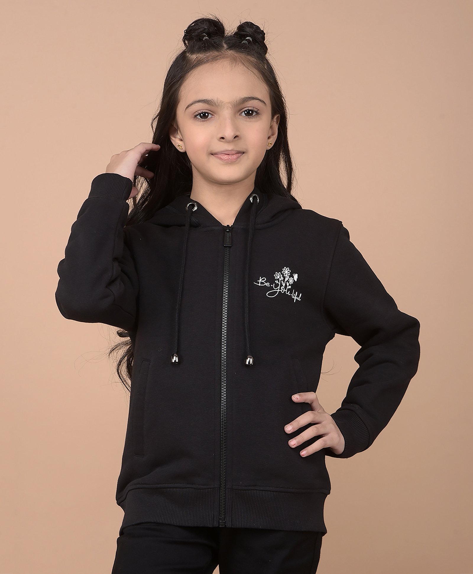 CRIMSOUNE CLUB Cotton Full Sleeves Typography Patch Detailed Hooded Sweatshirt - Black-picture-12