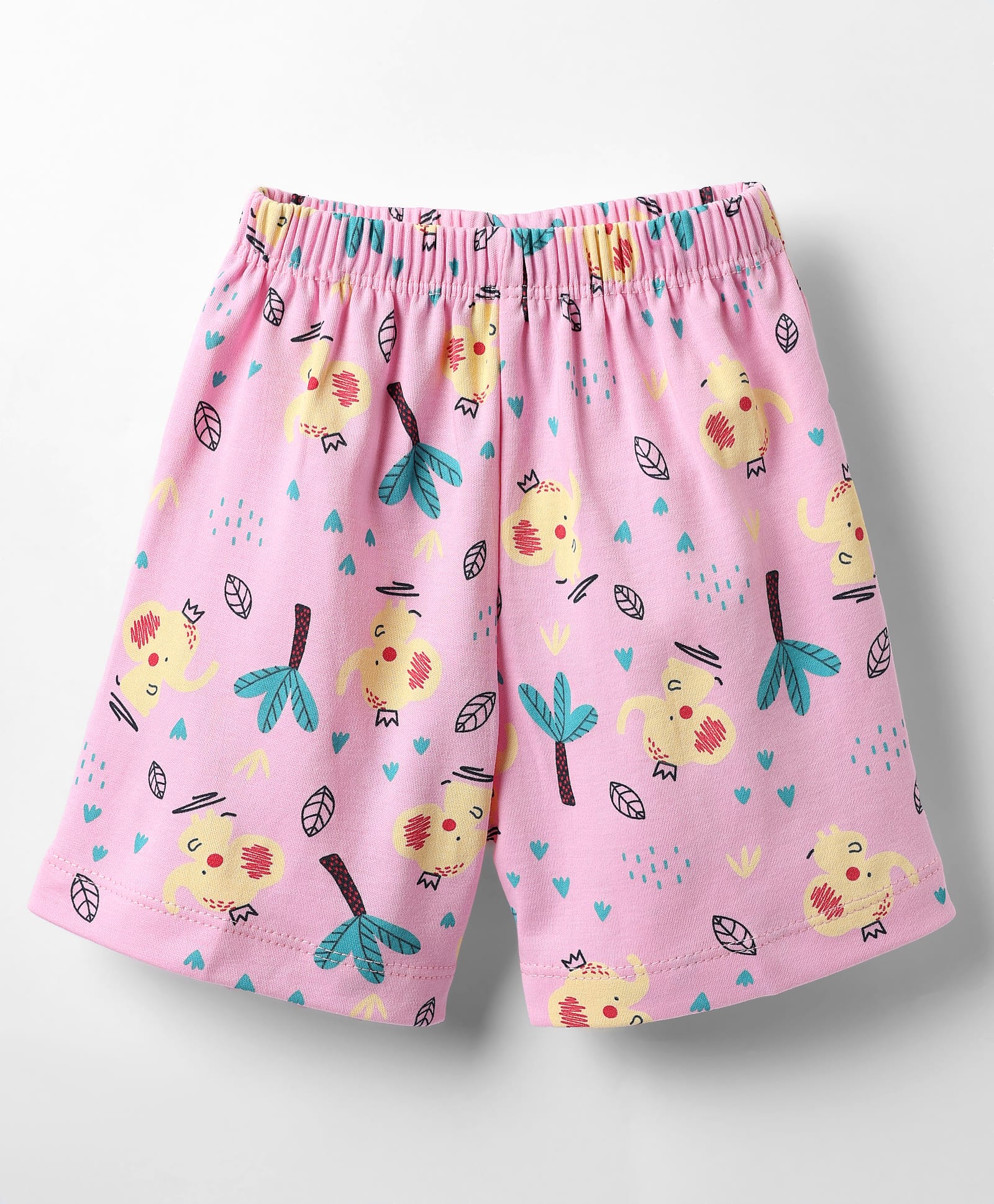 Child World Interlock Knee Length Shorts With Elephant Print - Pink-picture-9