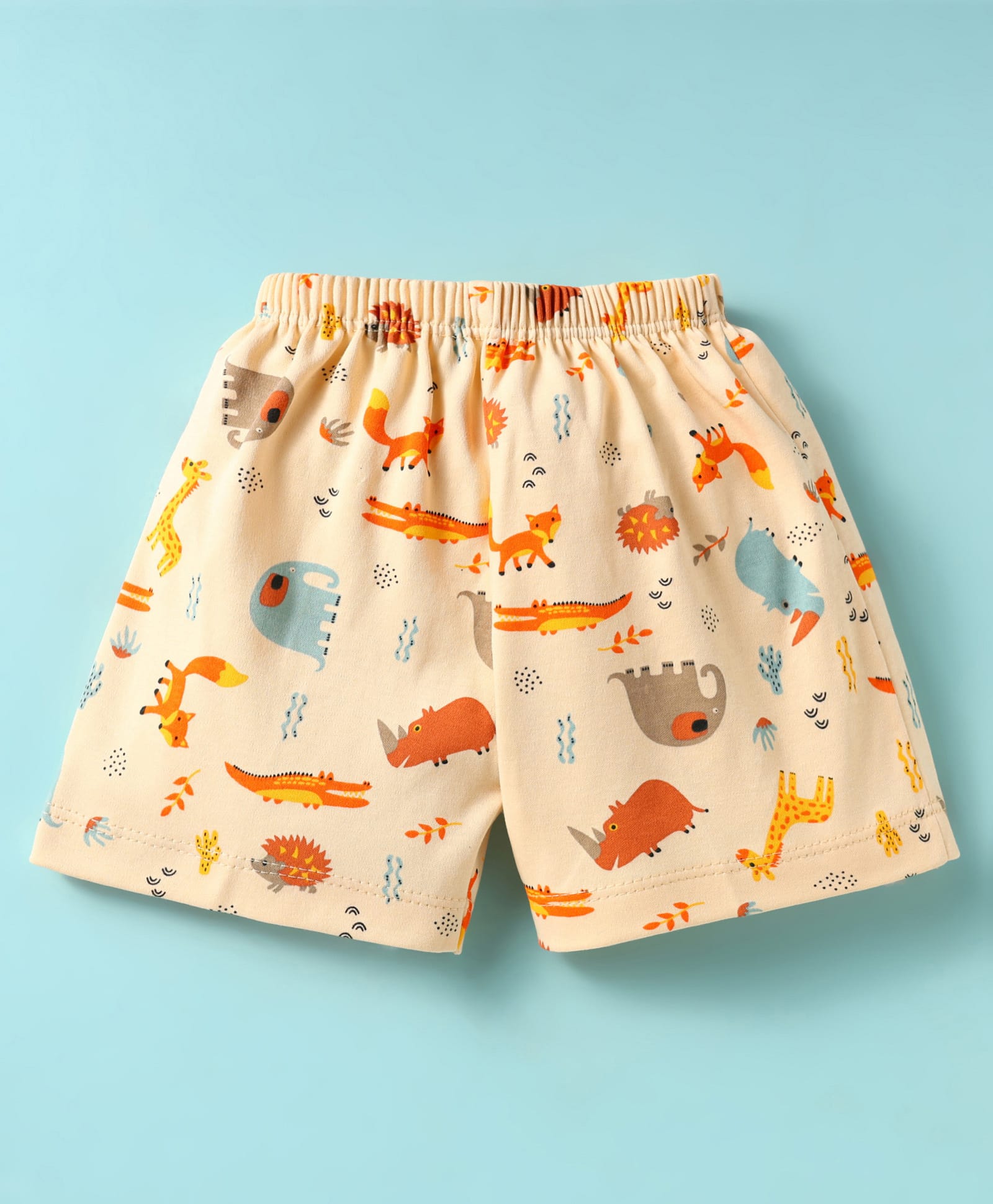 Child World Interlock Knit Knee Length Shorts with Jungle Theme Print - Peach-picture-20