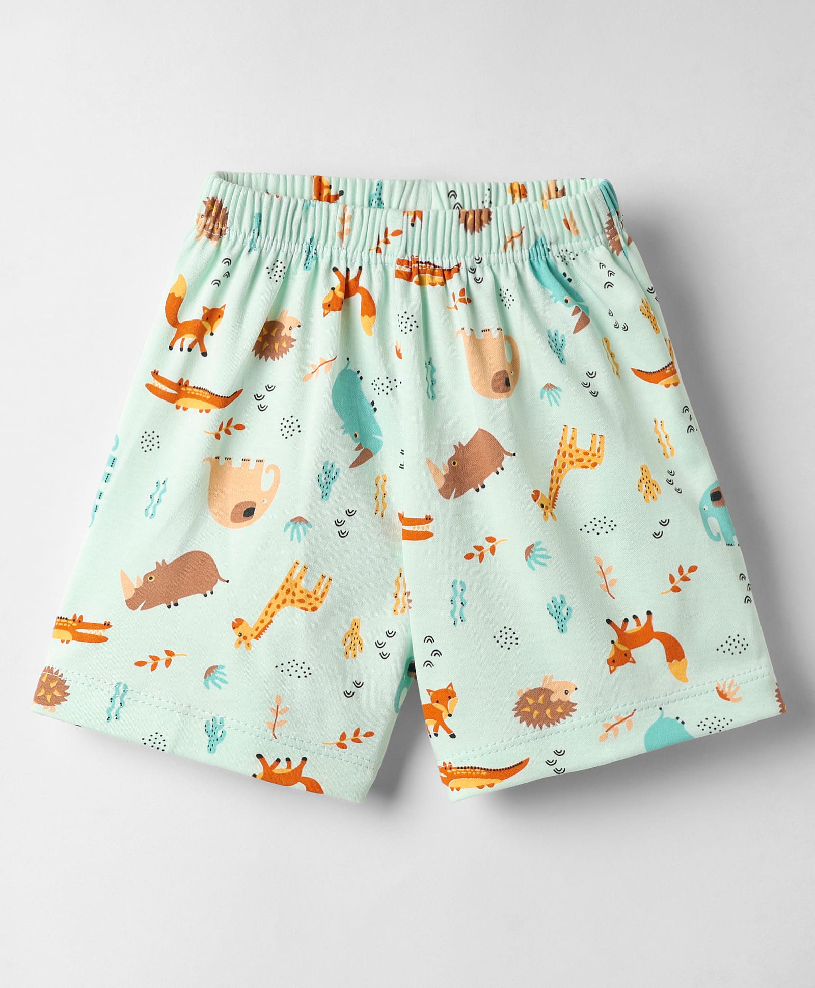 Child World Interlock Knit Knee Length Shorts with Jungle Theme Print - Sea Green-picture-44