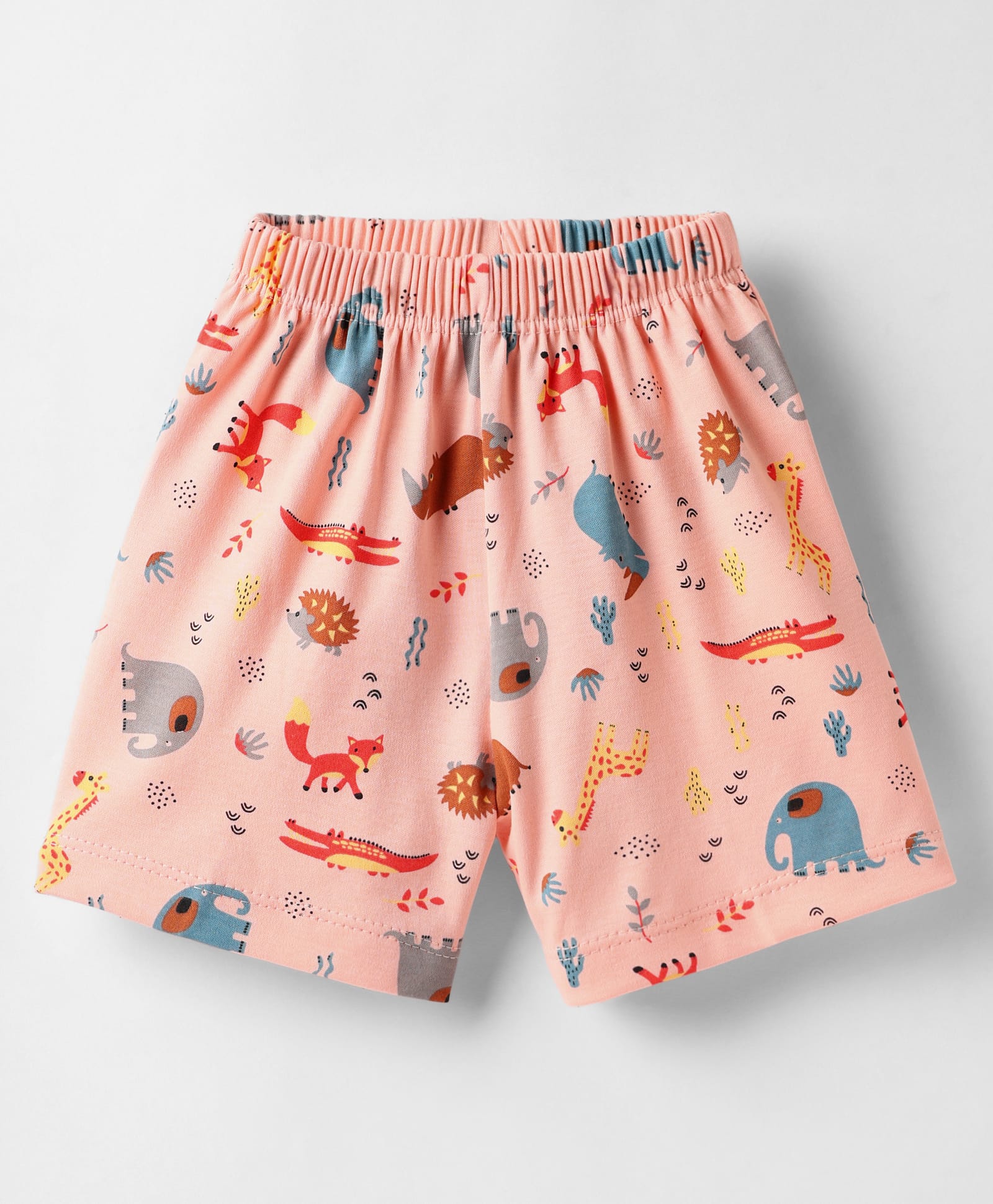 Child World Interlock Knit Knee Length Shorts with Jungle Theme Print - Pink-picture-49