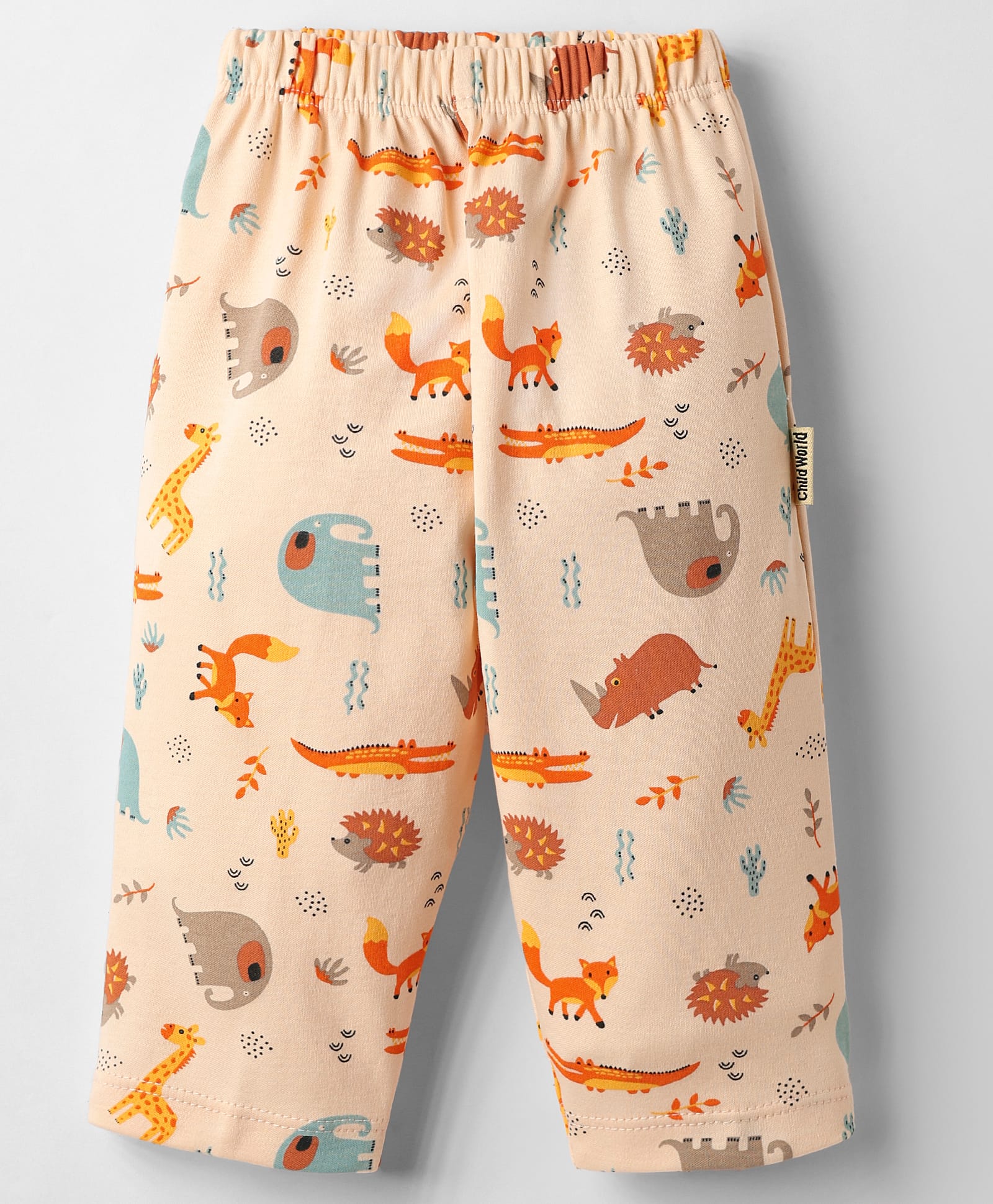 Child World Interlock Knit Full Length Animal Printed Lounge Pants - Peach-picture-18