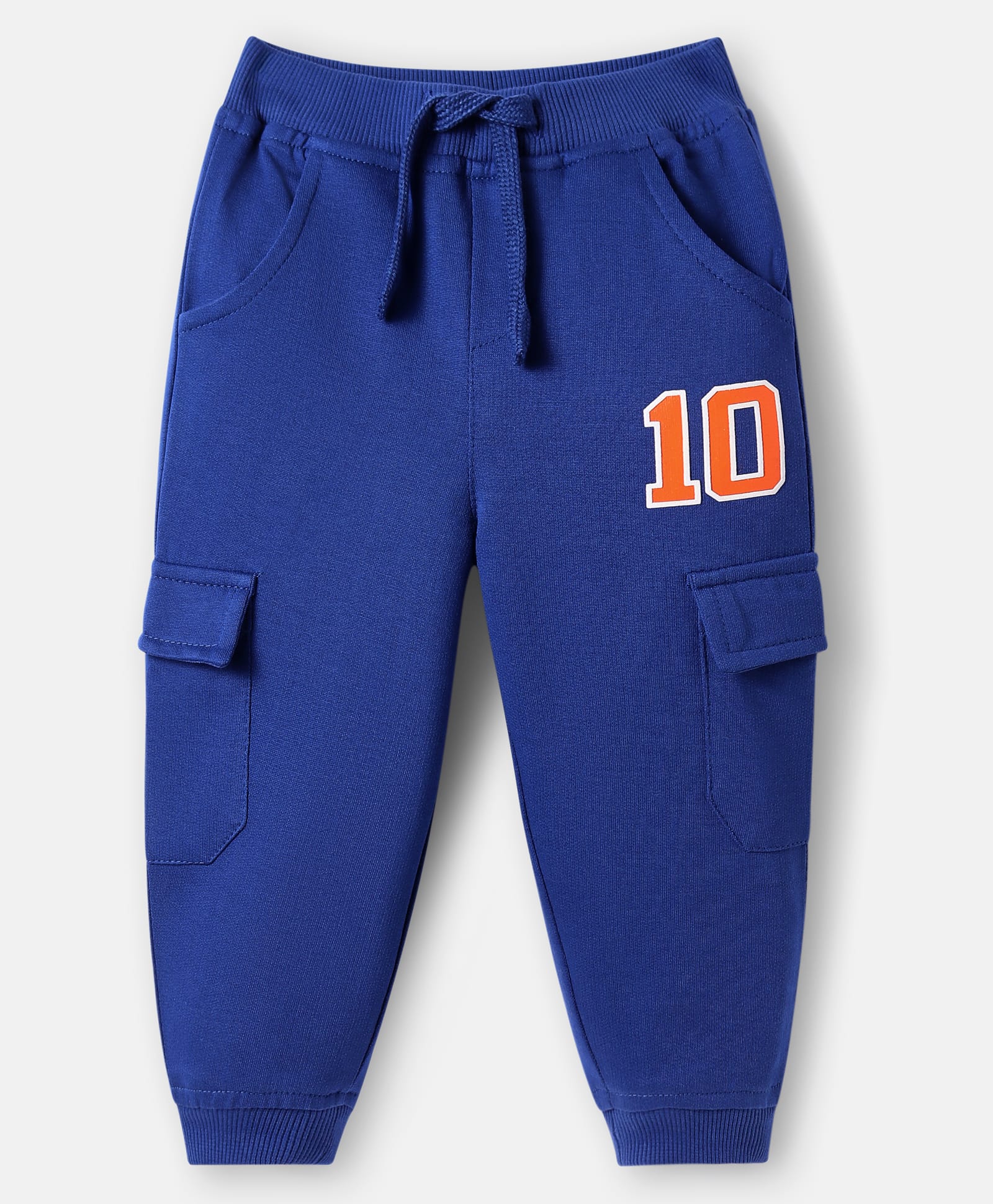 Babyhug Cotton Terry Full Length Jogger Fit Lounge Pant with Ribbed Waist & Pockets 10 Print - Navy-image-2