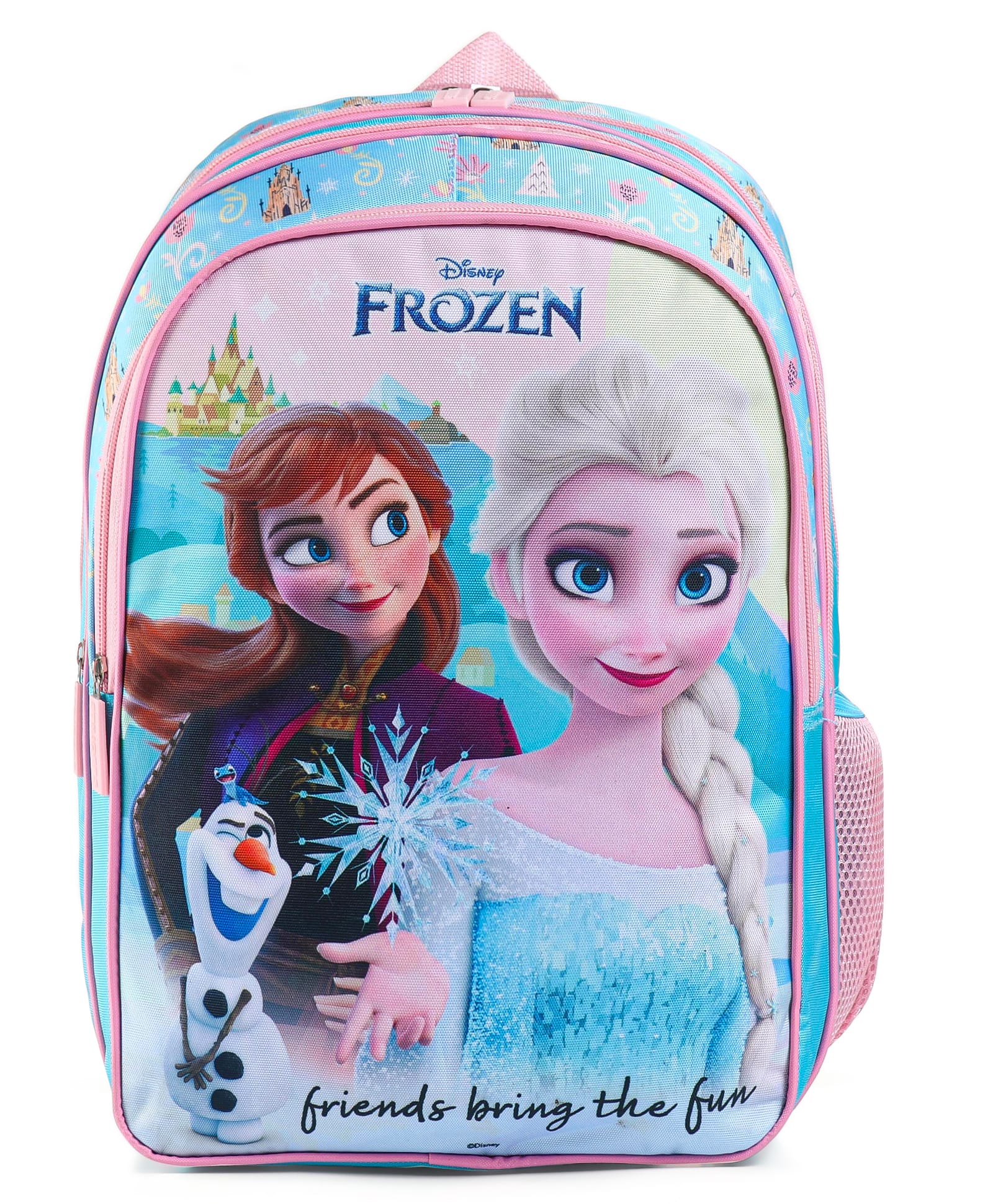 Disney Frozen 3 compartment School Bag Pink and Sky Blue - Height 18 inches-image-16