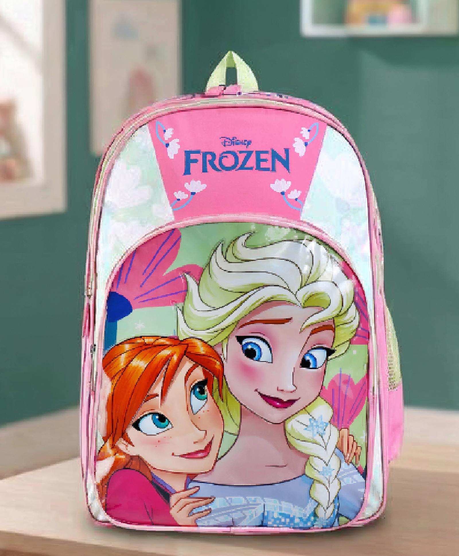 Disney Frozen Single compartment with PVC embossed Front Pocket School Bag Pink & Grey -Height16 inches-image-28