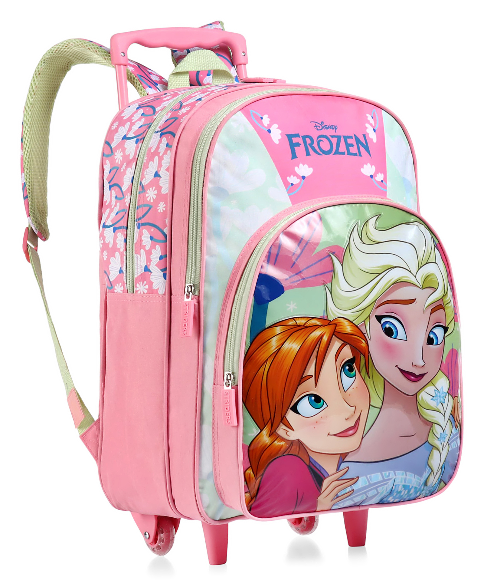 Disney Frozen 1 Compartment Trolley Bag With PVC Embossed Pink & Gray - Height 16 Inches