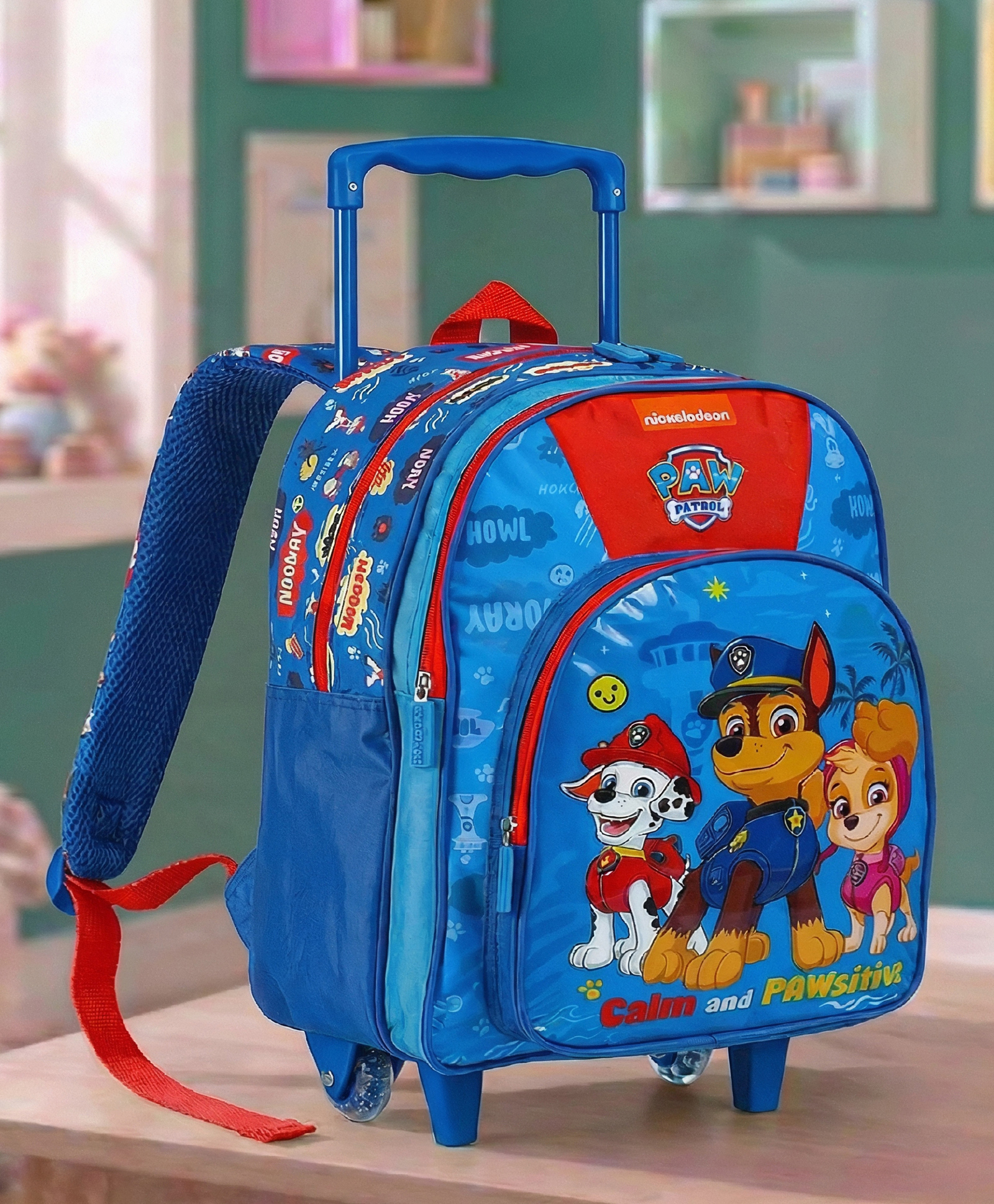 Paw Patrol 1 Compartment Trolley Bag With PVC Embossed Blue - Height 16 Inches-picture-21