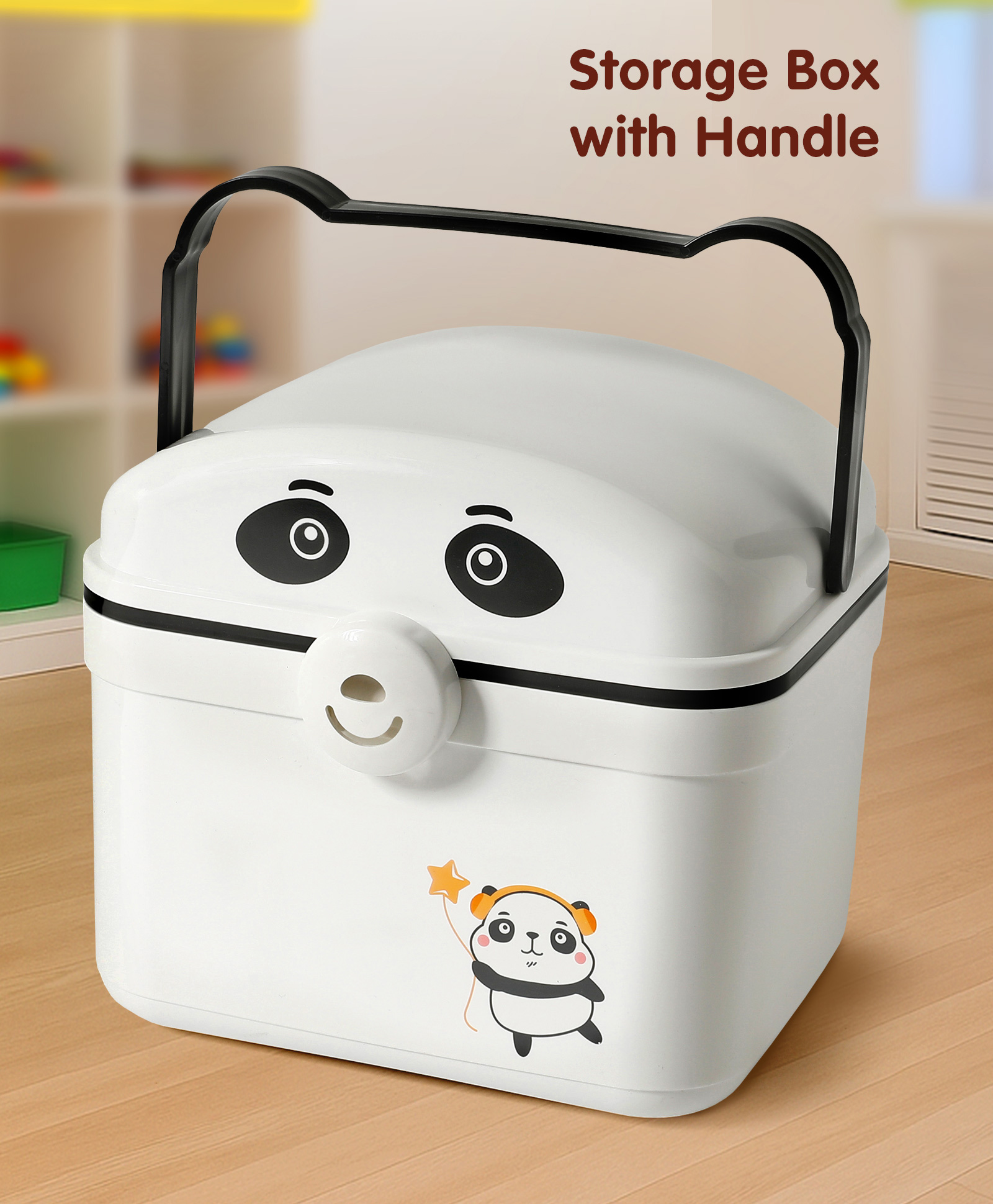 Storage Box with Panda Print & Easy Carry Handle - White-image-36
