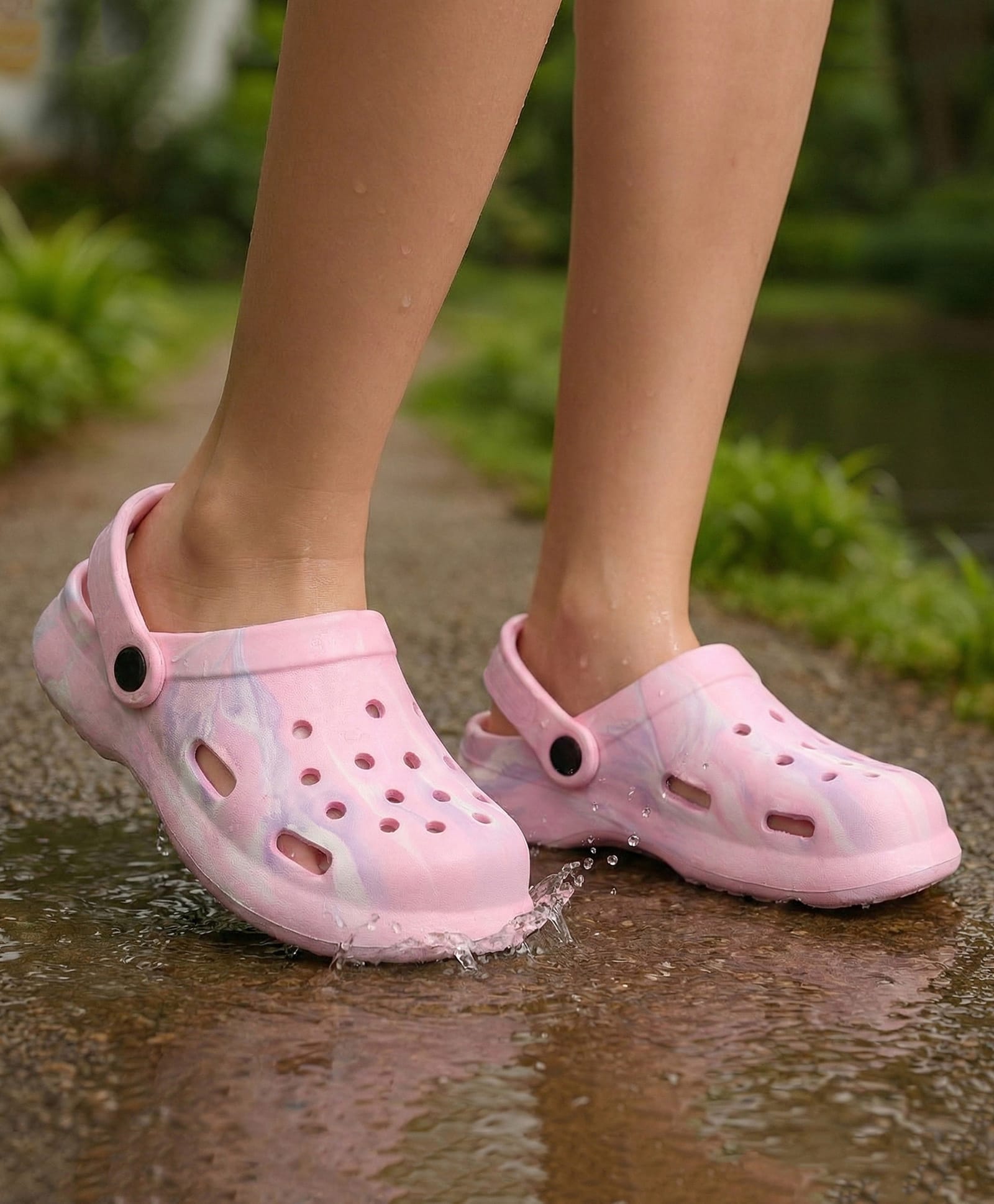 Pine Kids Clogs with Back Strap Closure - Pink-image-40