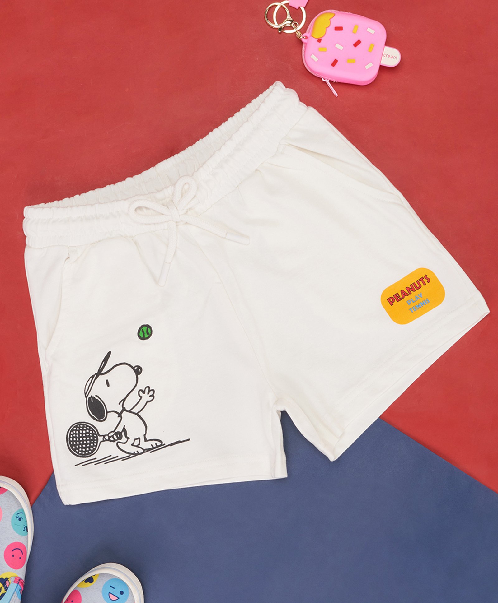 Pantaloons Junior Cotton Peanuts Featuring Snoopy Printed Shorts - White-image-40