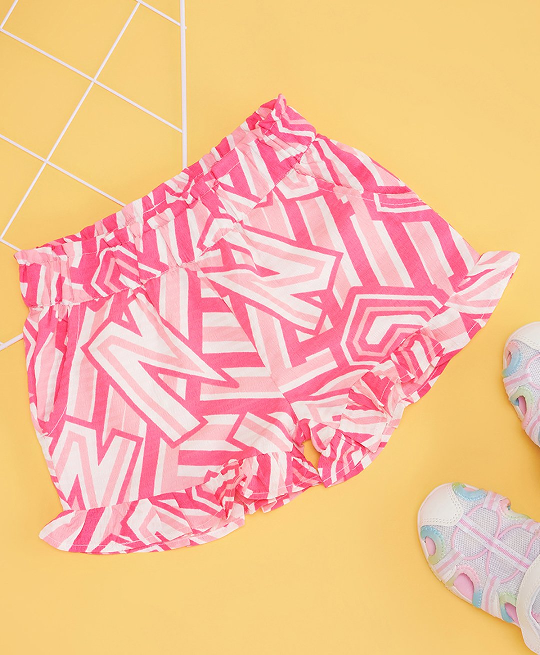 Pantaloons Junior Alphabets Printed Shorts - Pink-image-28