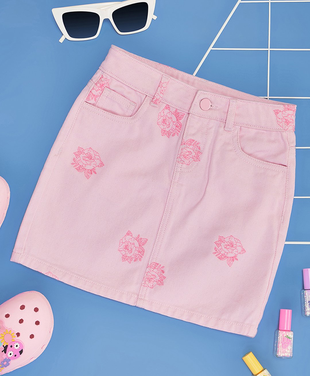 Pantaloons Junior Cotton Floral Printed Skirt - Pink-picture-19