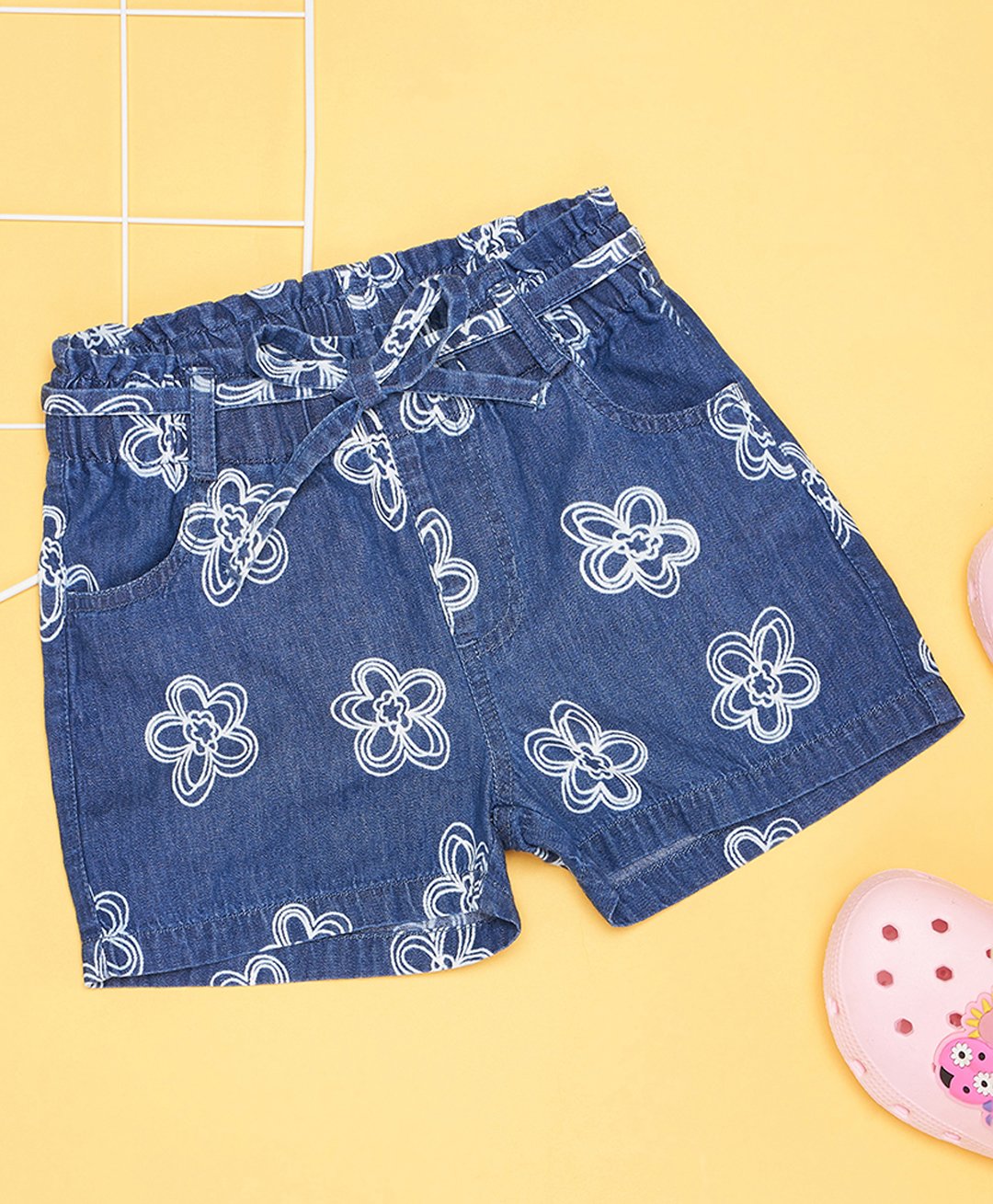 Pantaloons Junior Cotton Floral Printed Shorts - Blue-picture-19