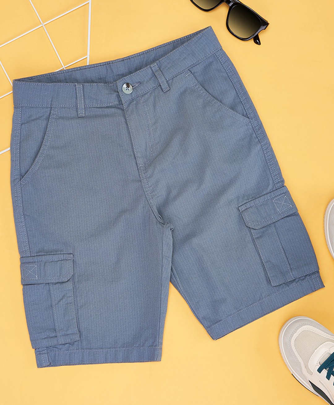 Pantaloons Junior Cotton Solid Shorts - Blue-picture-25