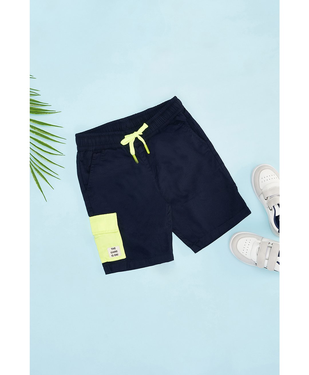 Pantaloons Junior Cotton The Game Is On Text Printed Shorts - Navy Blue-picture-25