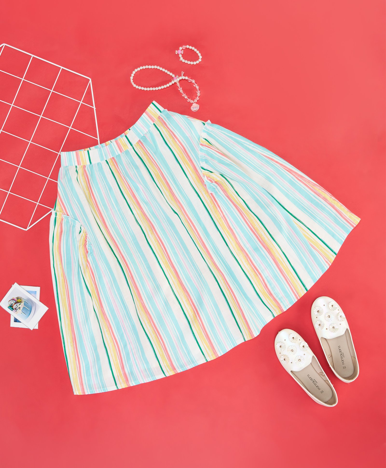Pantaloons Junior Cotton Striped Skirt - Multi Colour-picture-16