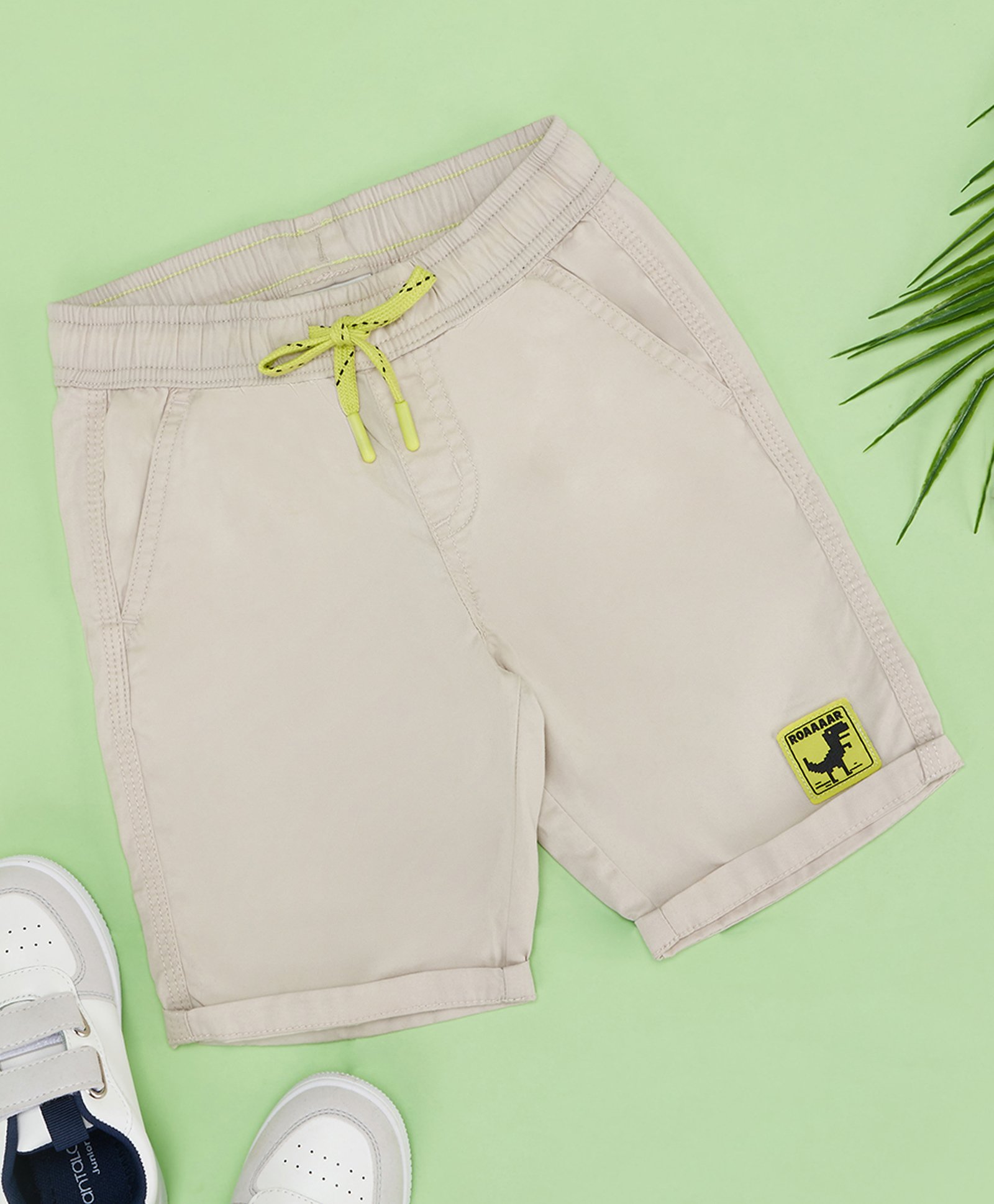 Pantaloons Junior Cotton Dinosaur Printed Shorts - Beige-picture-31