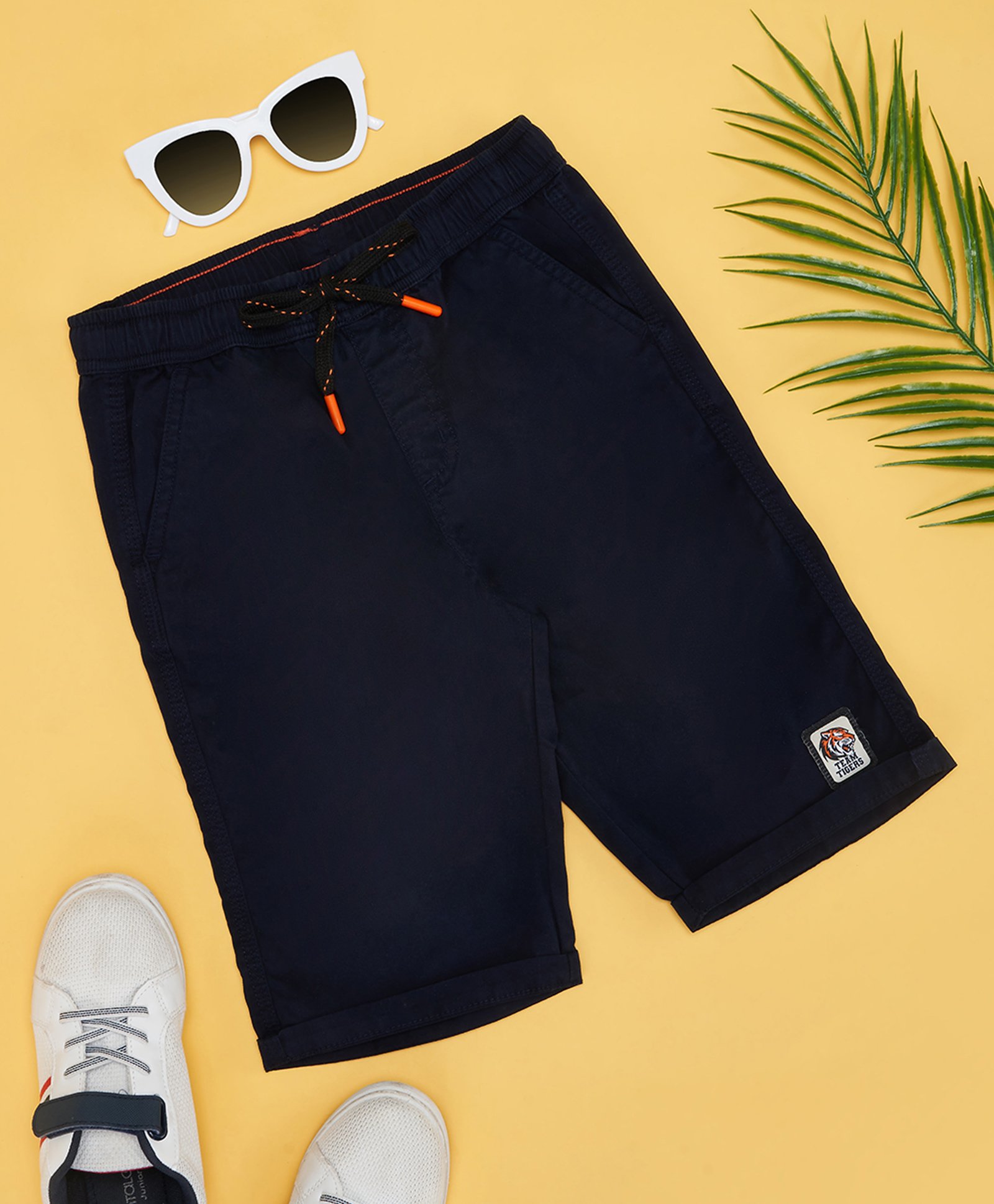 Pantaloons Junior Cotton Solid Shorts - Navy Blue-picture-18
