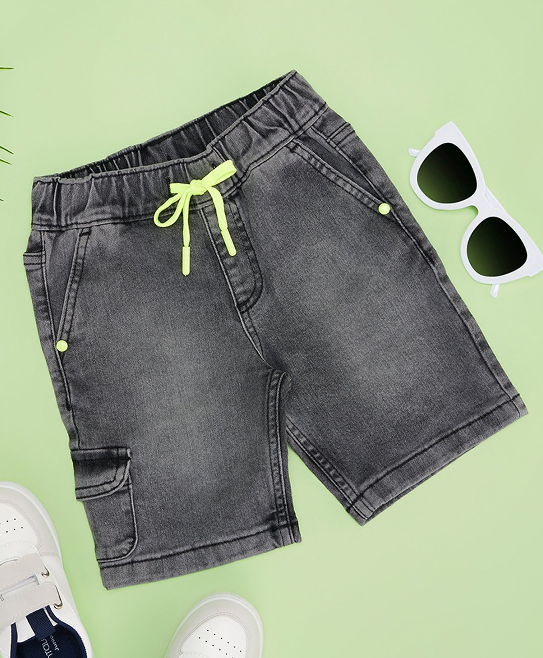 Pantaloons Junior Mild Washed Shorts - Charcoal Grey-picture-23
