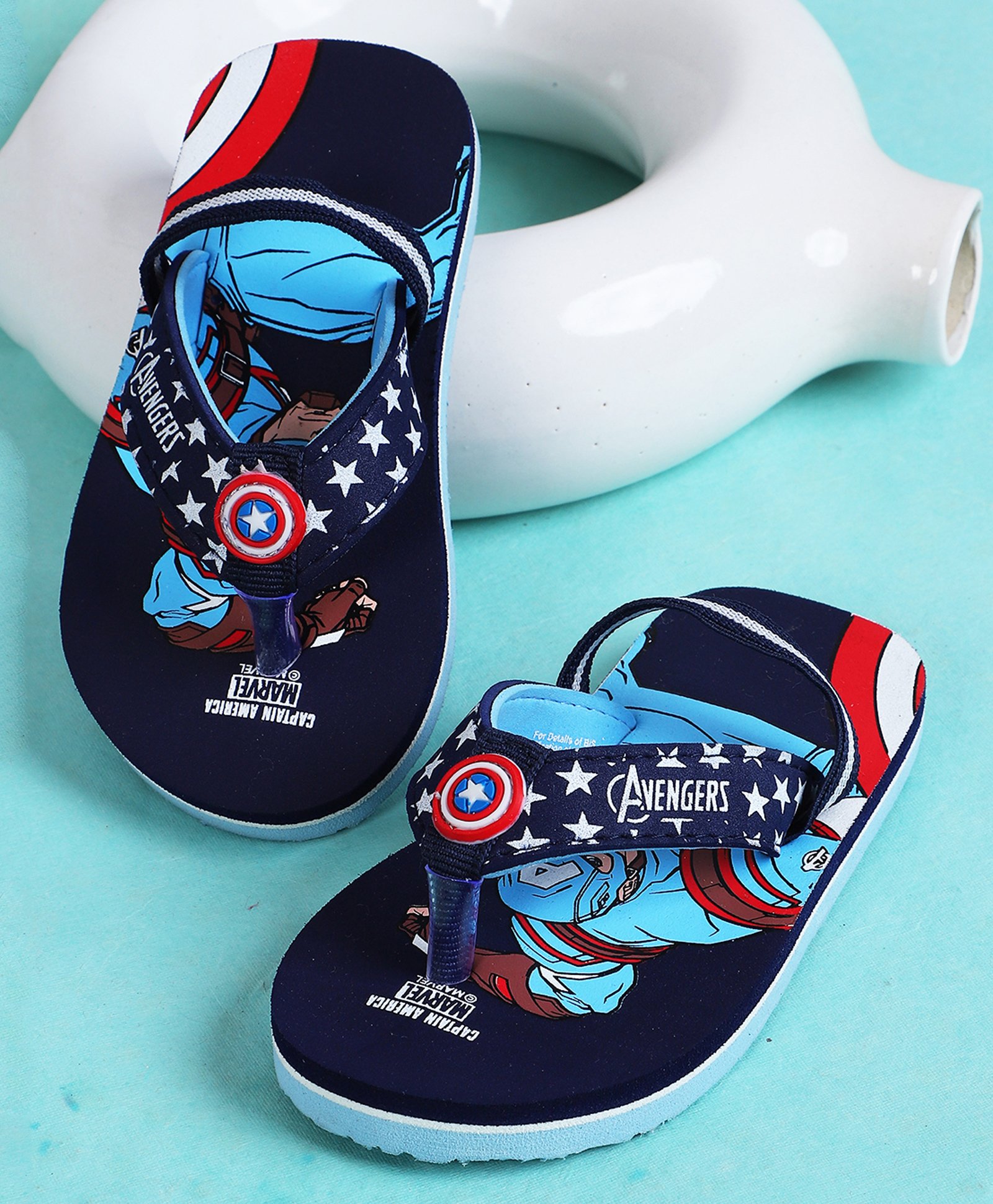 Kidsville Marvel Avengers Featuring Captain America Designed Flip Flops - Navy Blue-picture-27