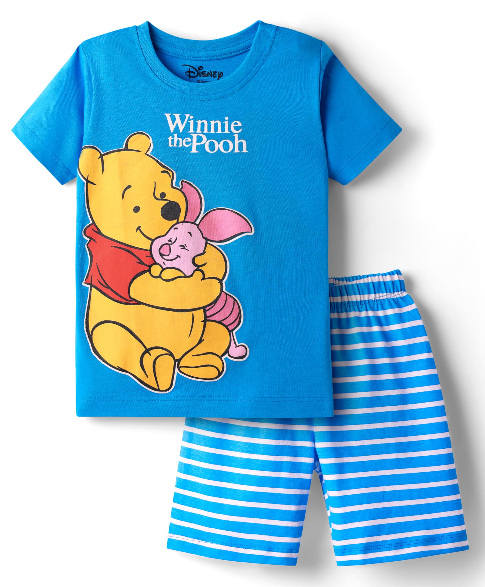 Babyhug Disney Single Jersey KnitHalf Sleeves Shorts Night Suit With Winnie & Friends Graphic - Blue-picture-27