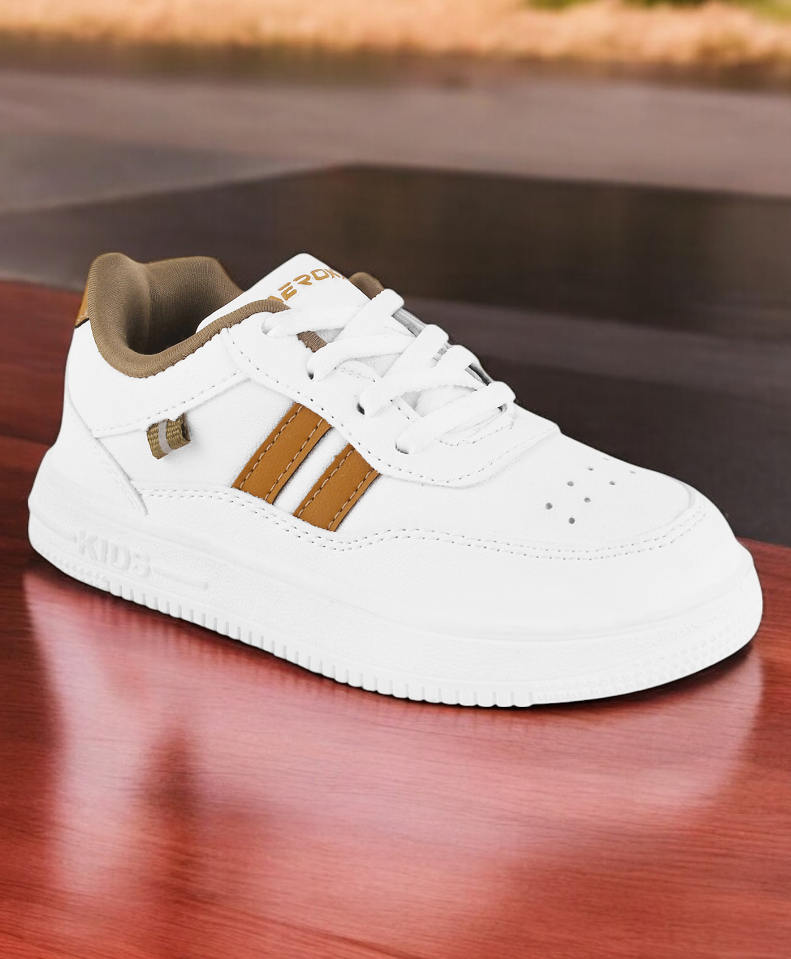 Lil Lollipop Colour Blocked Perforated Lace Up Shoes - White & Brown-picture-28