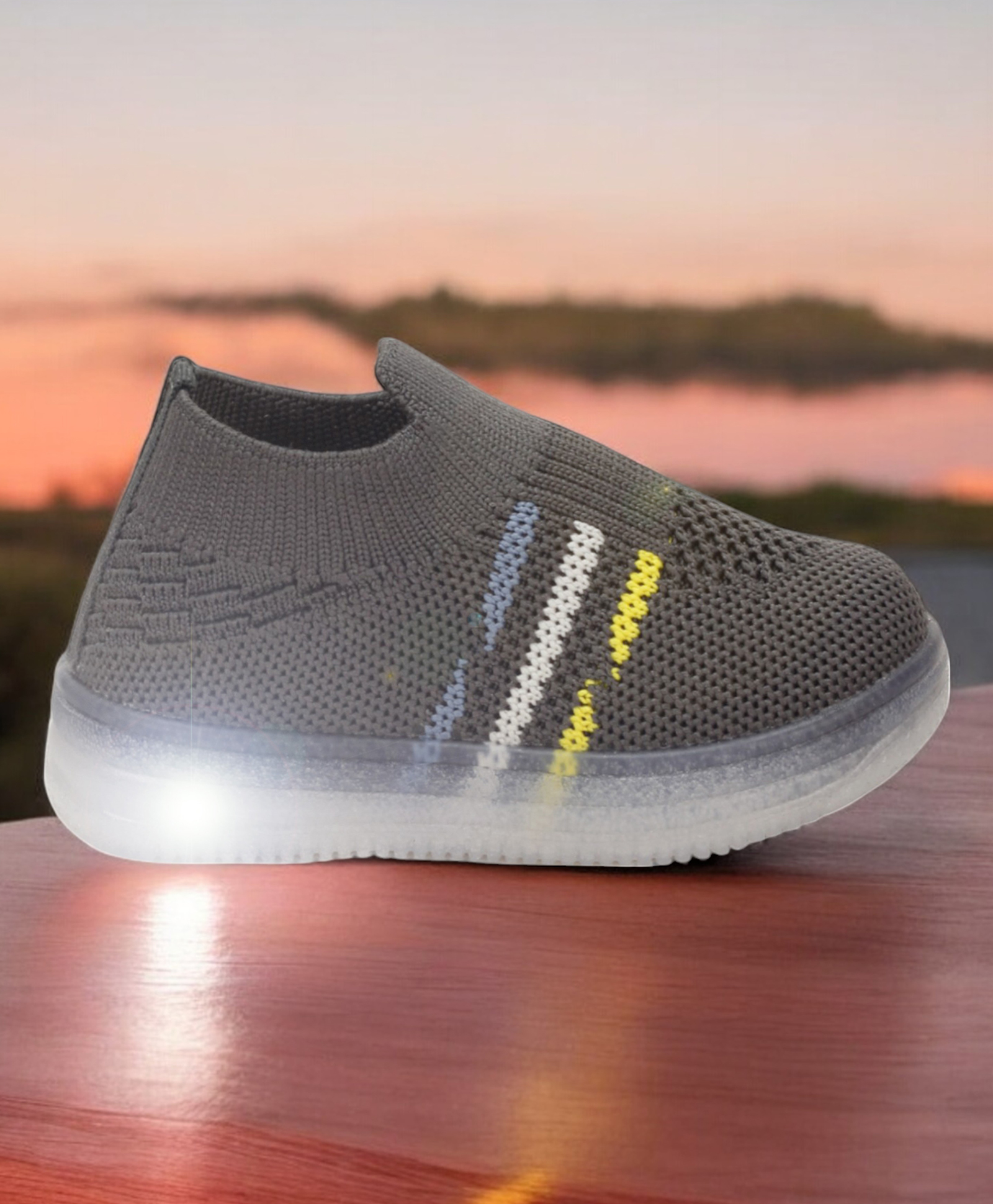 Lil Lollipop Mesh Detailed LED Shoes - Grey-image-47
