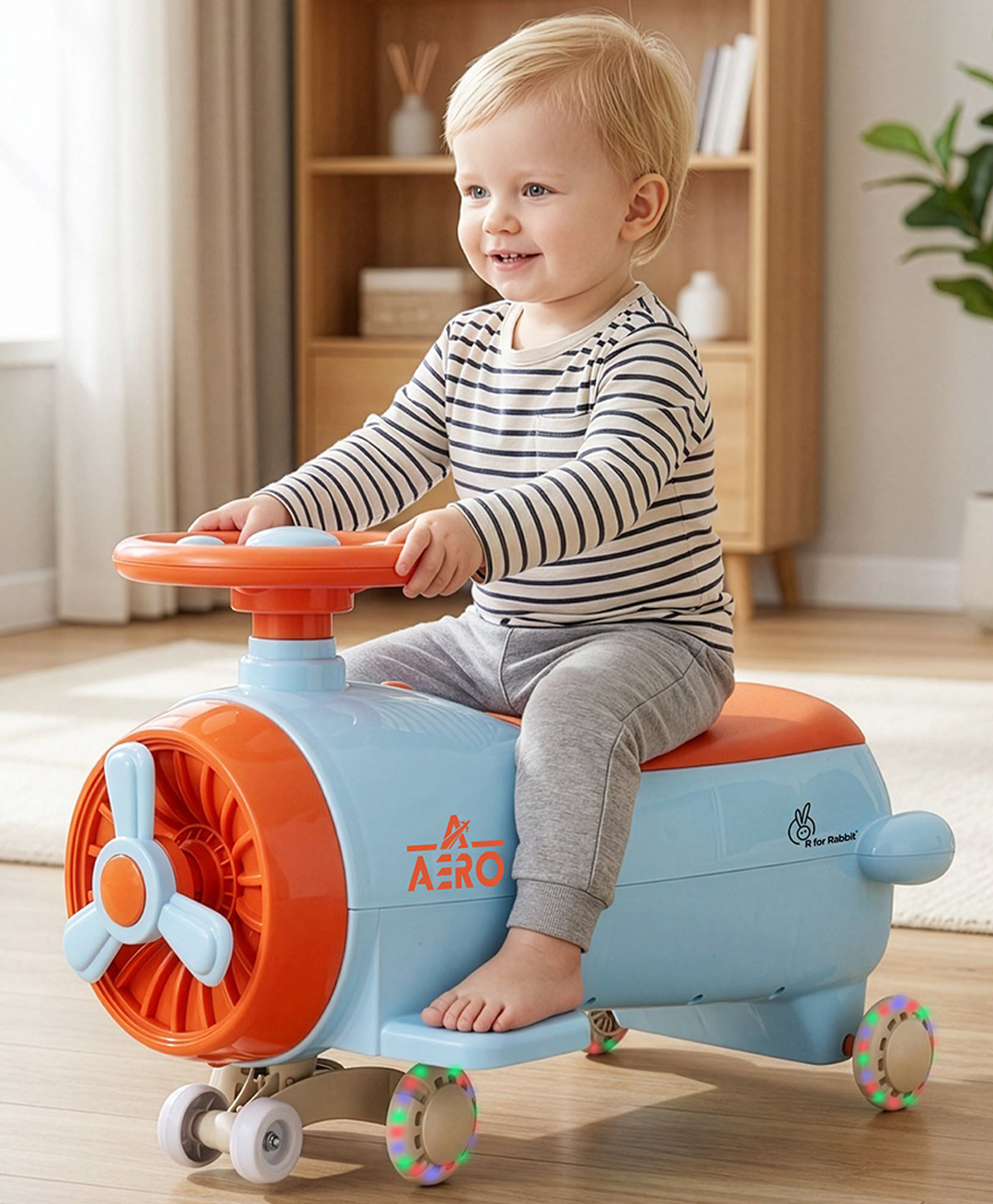 R for Rabbit Iya Iya Aero Swing Car with LED Wheels - Blue & Orange