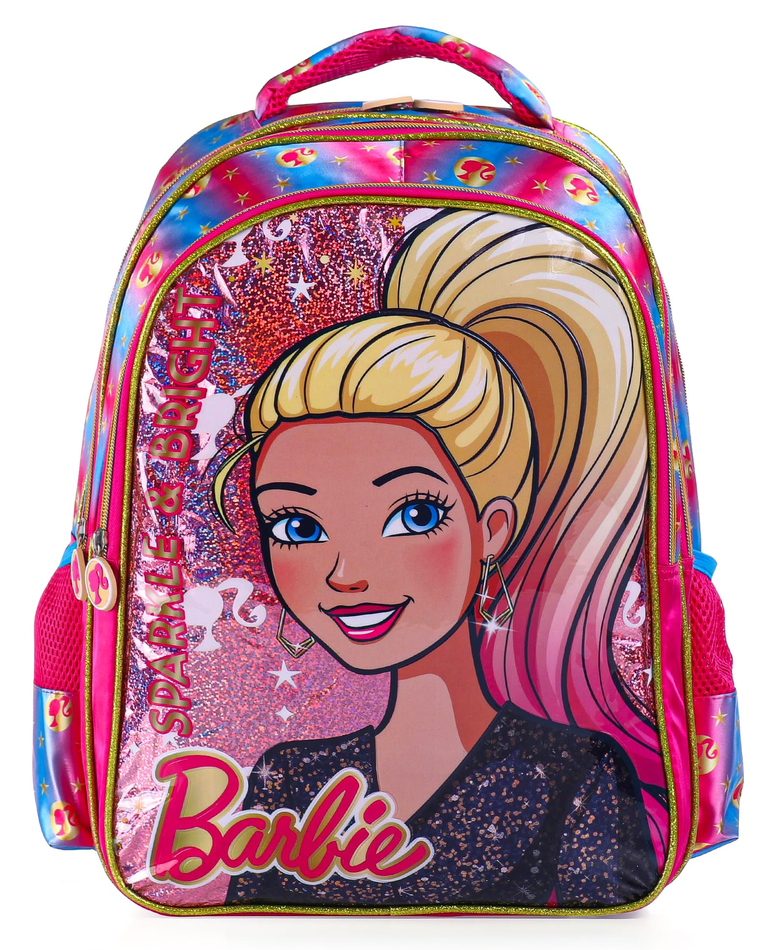 Barbie PremiumPrinted School Bag Pink - Height 14 Inches-image-48