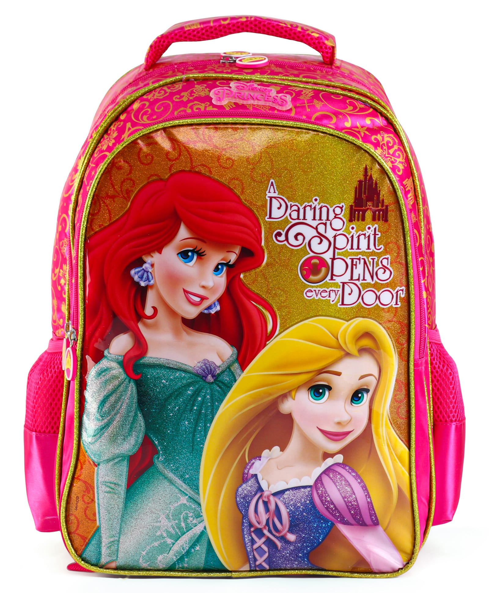 Disney Princess Premium School Bag Dark Pink and Yellow - Height 16 Inches-image-22