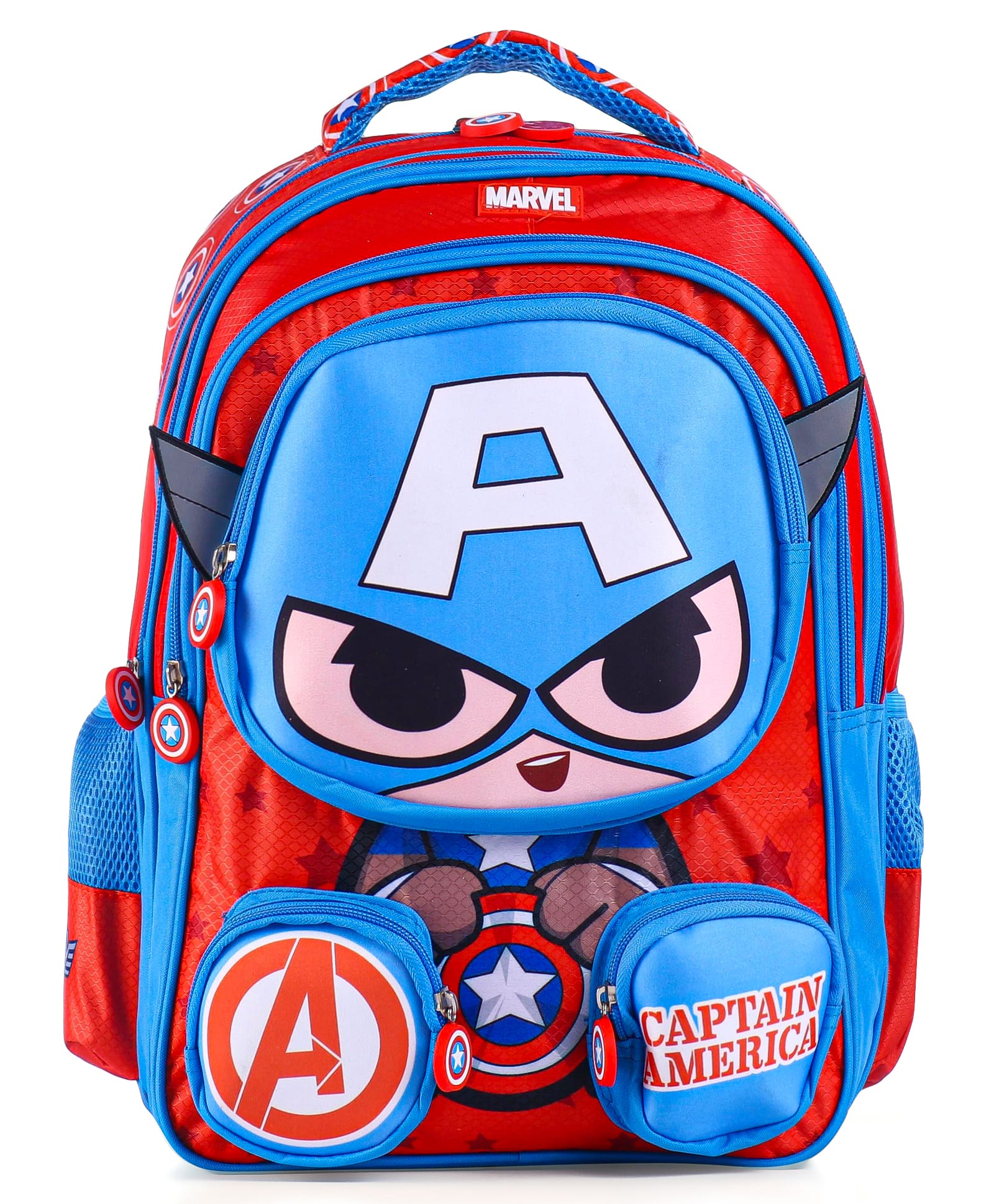 Avengers Premium School Bag with Captain America Print Red & Blue - Height 14 Inches-picture-34
