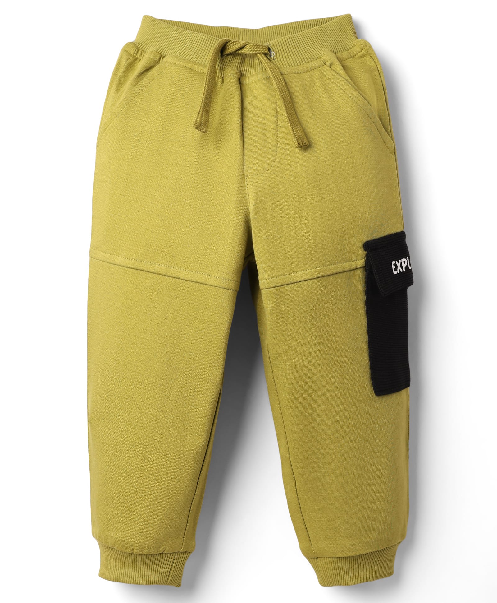 Babyhug Cotton Looper Knit Full Length Cut & Sew Lounge Pant with Text Print - Olive Green-image-37