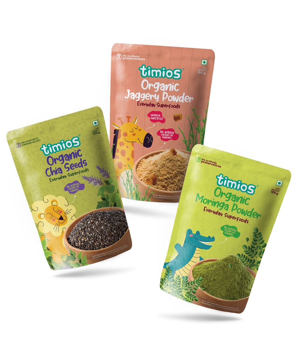 timios Organic Chia Seeds Jaggery Powder & Moringa Powder Combo Pack of 3 - 100 g Each-picture-13