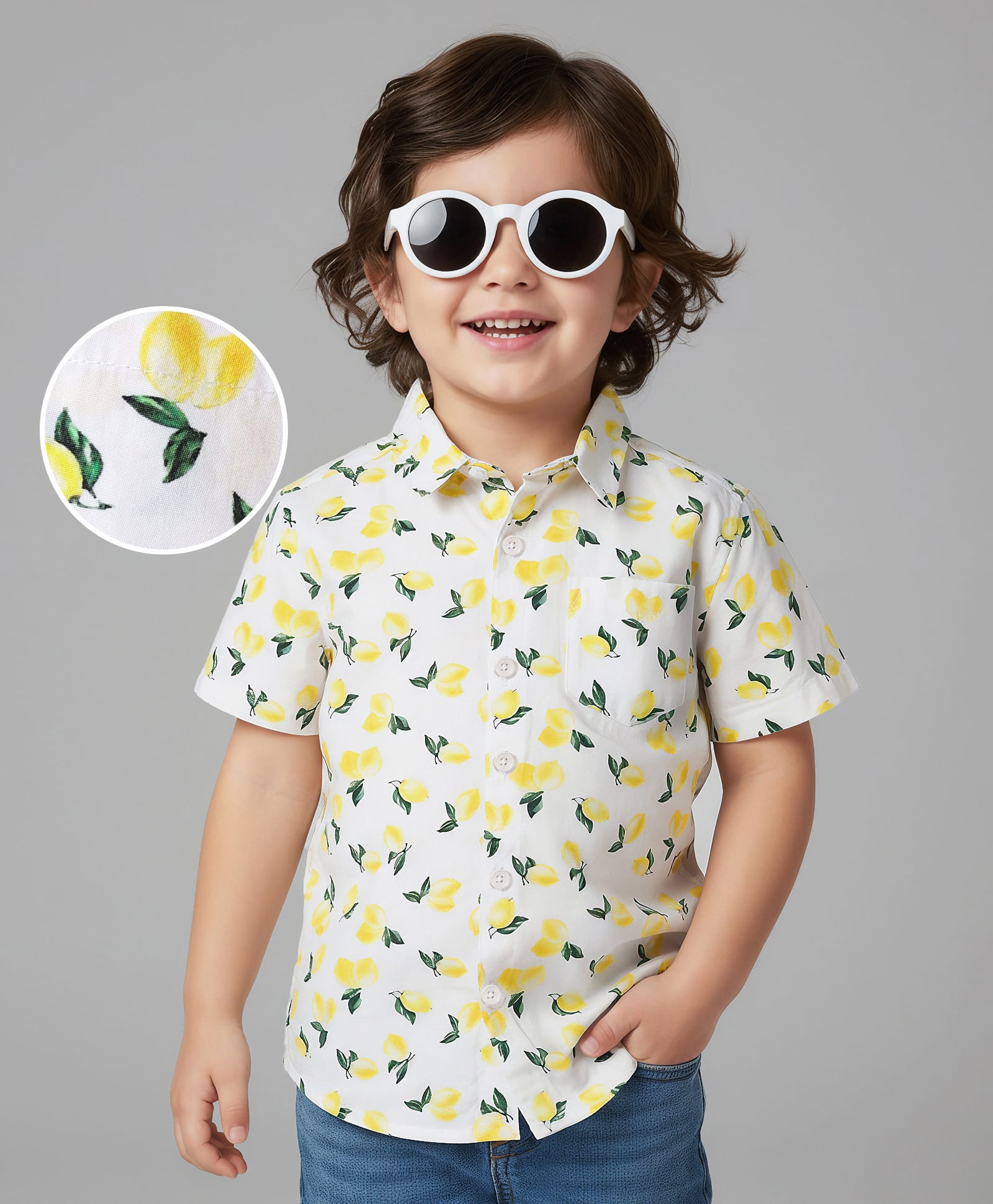Mark & Mia Cotton Woven Half Sleeves Printed Shirt - White-picture-11