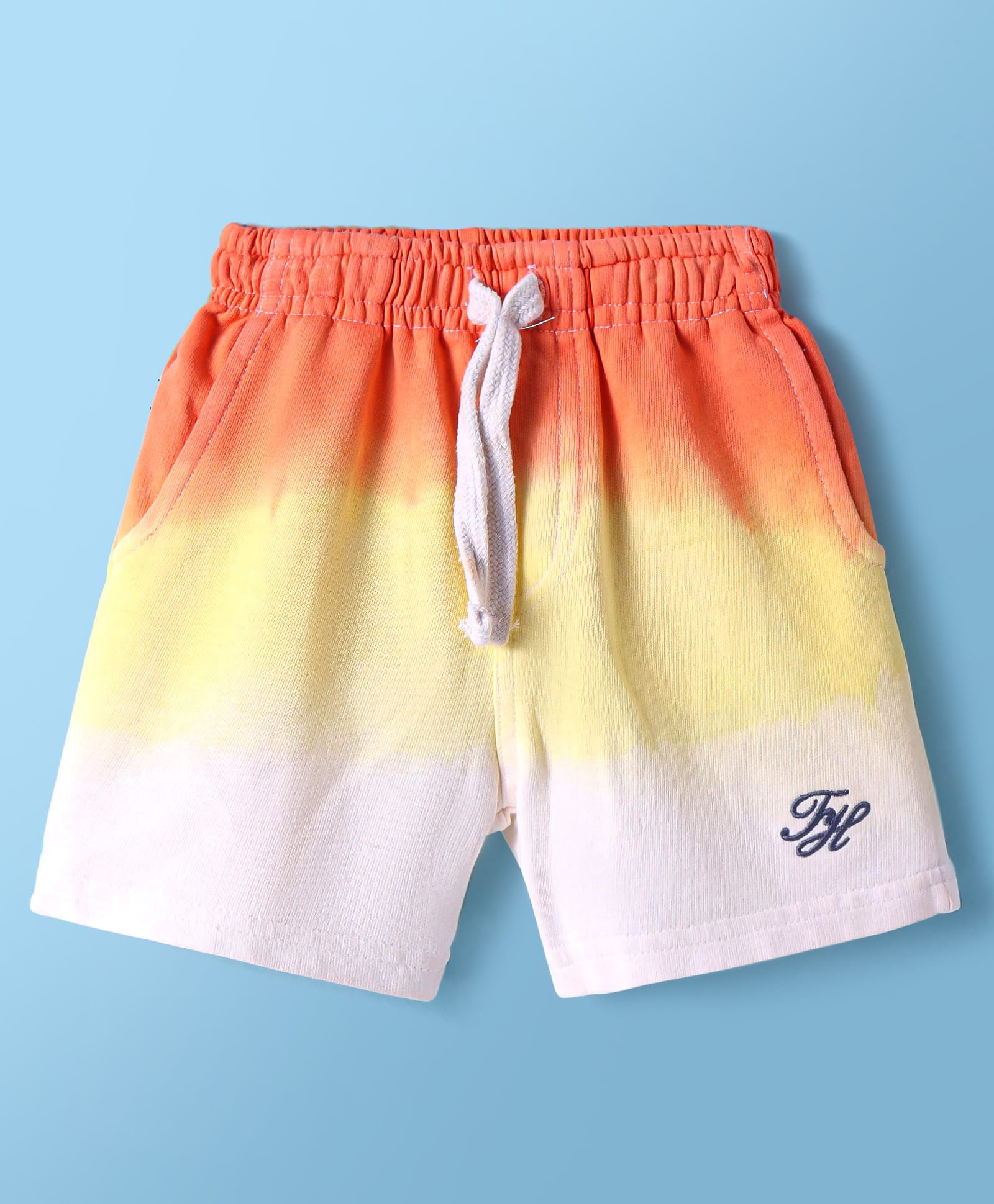ToffyHouse Single Jersey Knee Length Ombre Shorts - Orange & Yellow-image-22